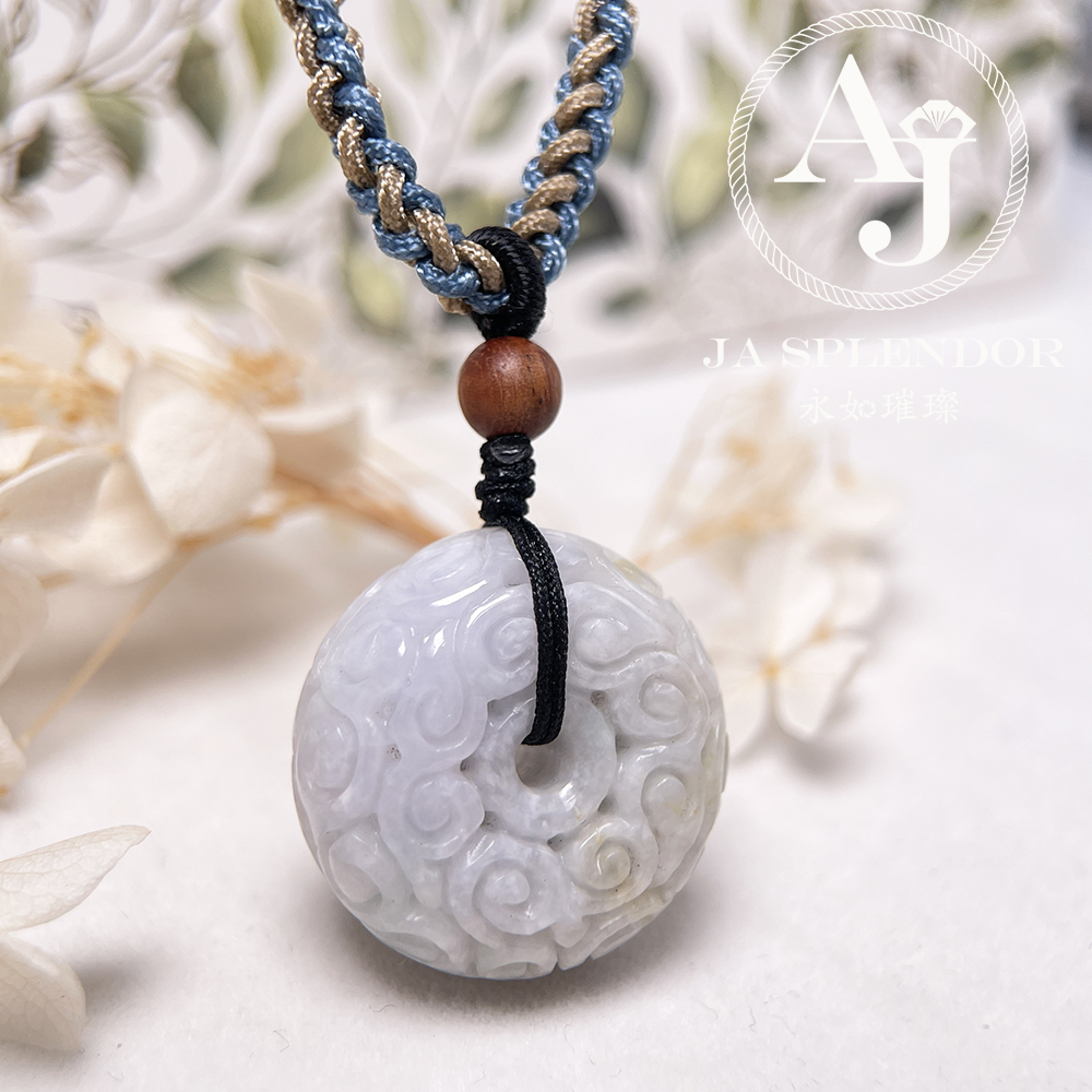 JN-3299 天然翡翠A玉 復古回紋順利招財黃翡精工雕刻平安扣