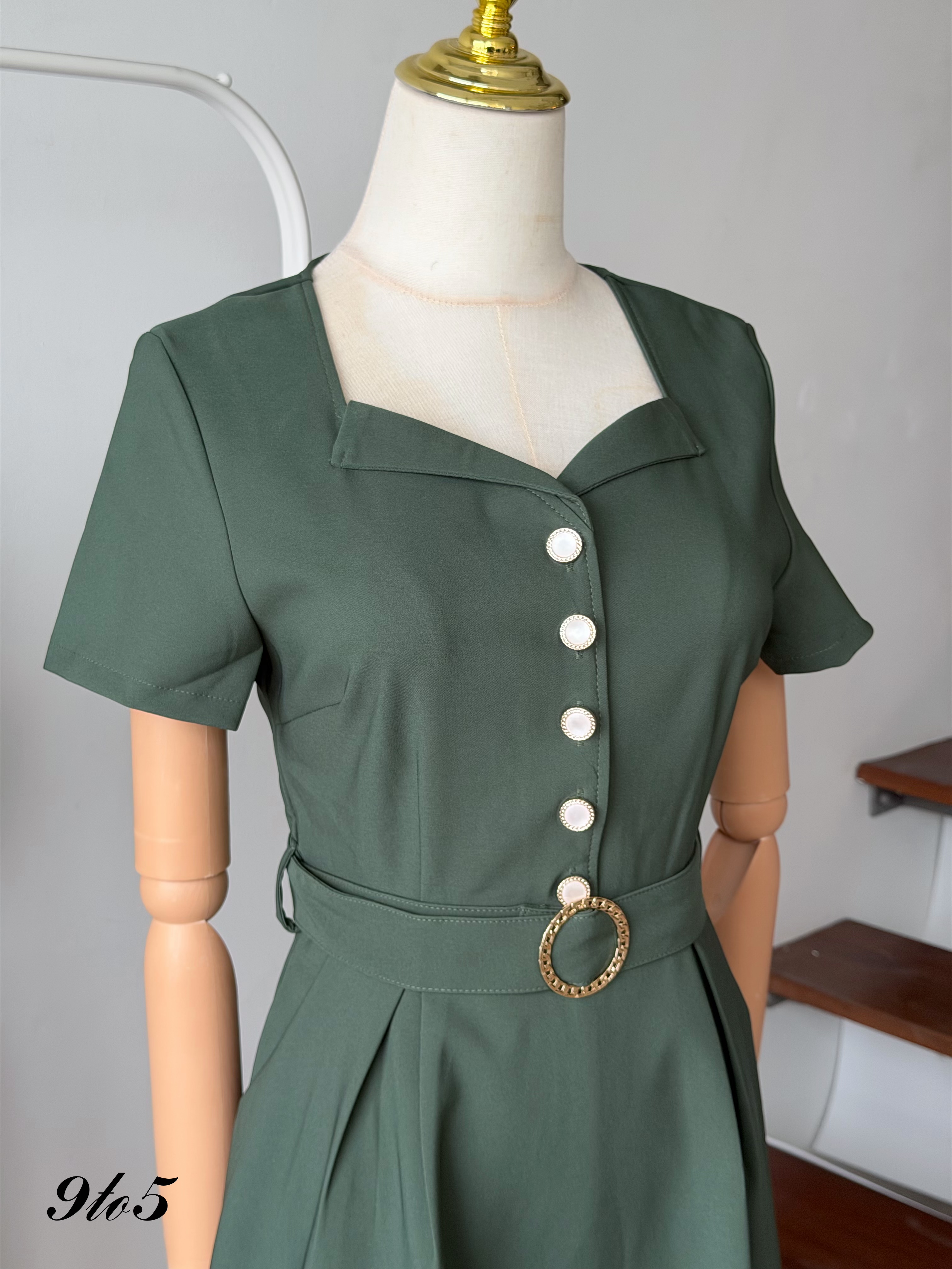 D2382 Sweetheart Collar Midi Dress - 3 Colors 