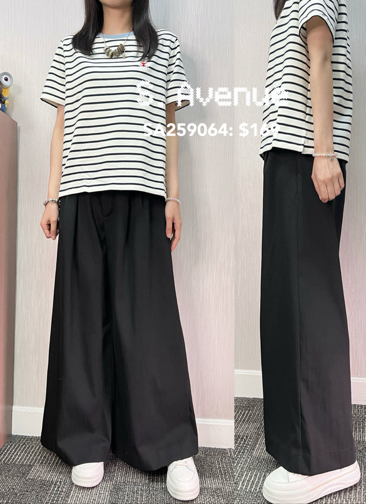 SA259064: 後橡筋腰前有鈕闊筒鈄布褲
