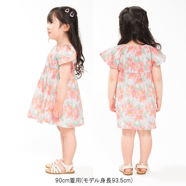 🆕【⭐訂購⭐】🇯🇵 日本直送🌀水彩畫風碎花 荷葉袖 連身裙🌀 [ELFA-0054][260705]
