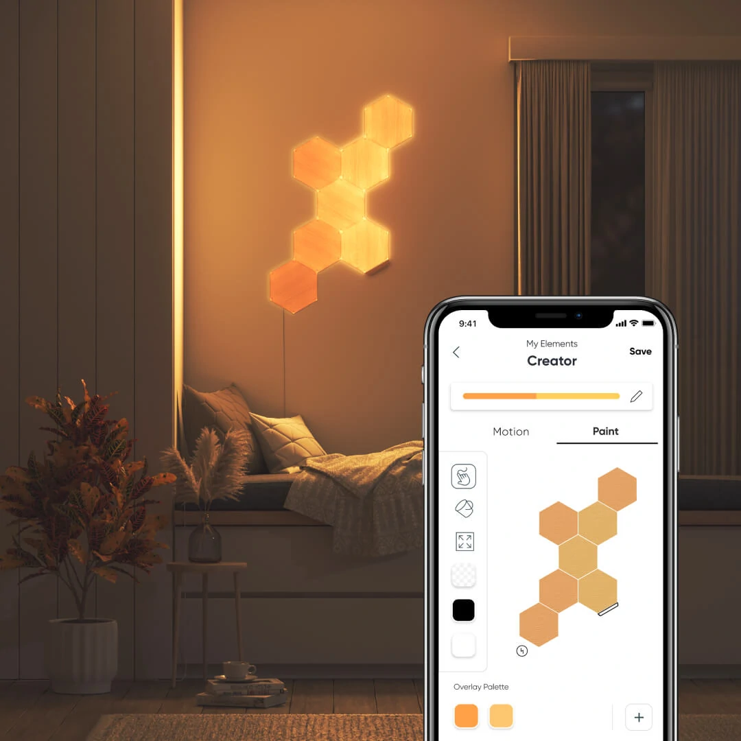 [原裝香港行貨丨2年保養] Nanoleaf Elements Hexagon Starter Kit (7Pcs) 六角形智能照明燈板 (七塊裝) 入門套件 A-NL52-K-7002HB-7PK