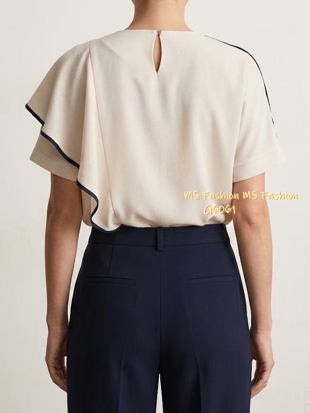 G6061 韓國🇰🇷靚料肩鈕ruffle top