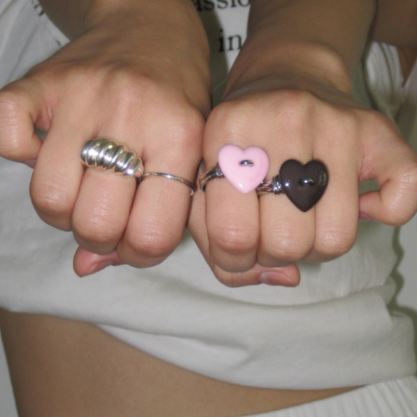 [It doesnt matter] Sewing Button Ring Heart (3種)