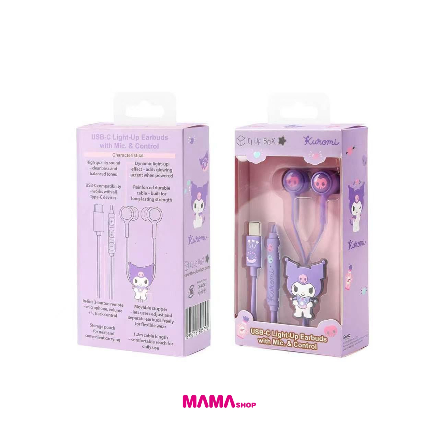 Clue Box Sanrio Character USB‑C 發光耳機 - 配備咪高峰及功能控制 - CB-WSB1 