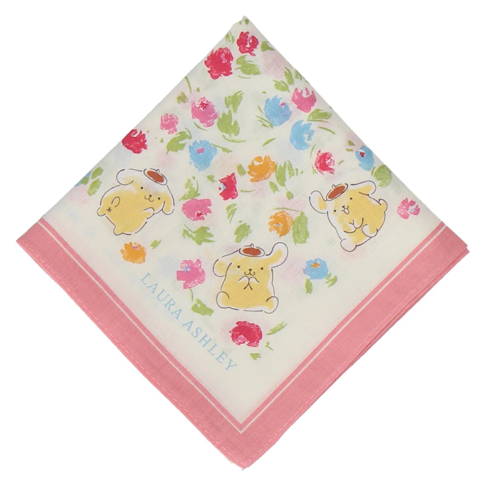 🎀【預訂】Laura Ashley x Sanrio Pompompurin 花花圖案印花手帕 - P