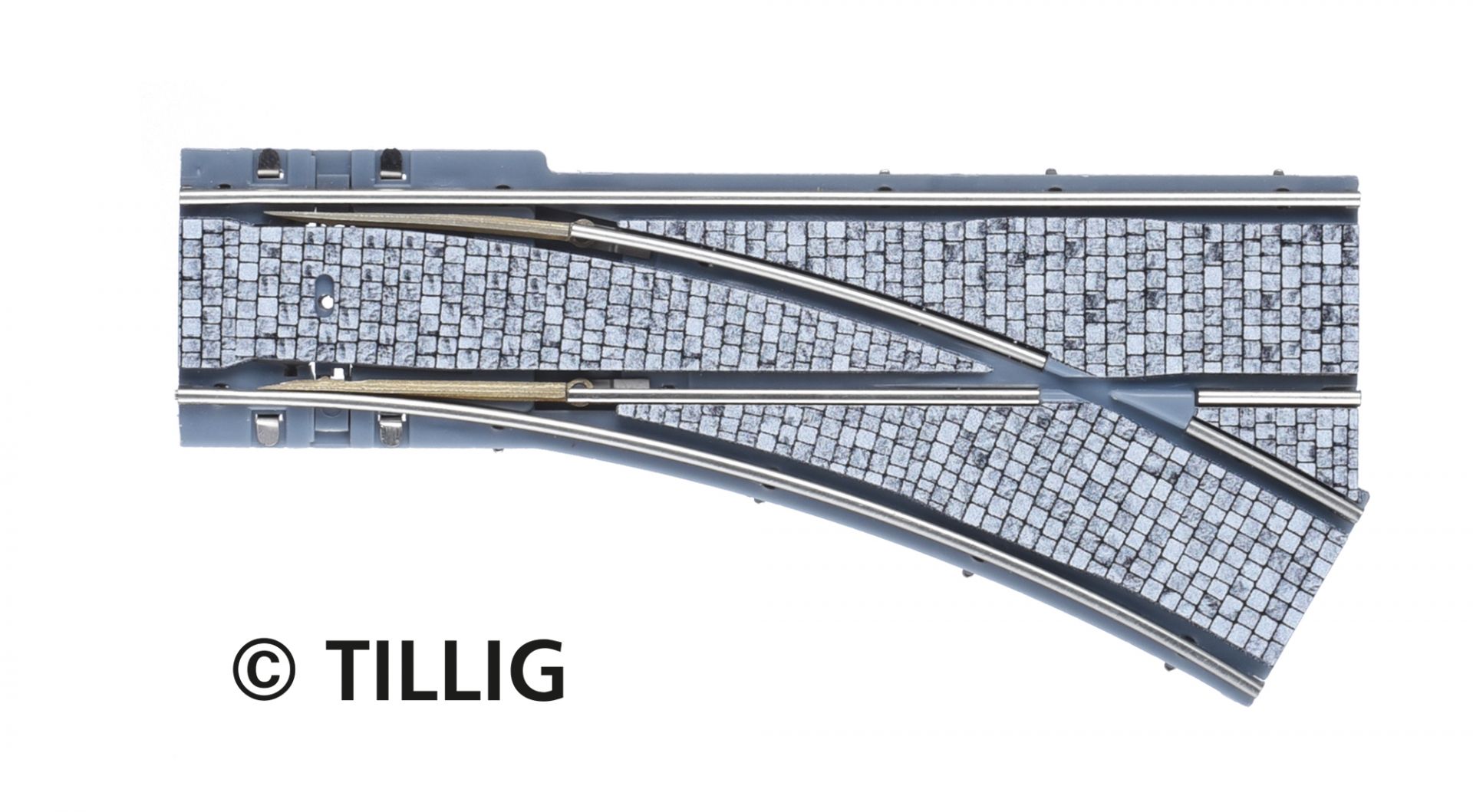 Tillig LUNA HO 平行鋪路石分差向右波口R204/30° 1:87 Parallel points paving-stones RIGHT 馬路路軌•城市輕軌•電車路軌
