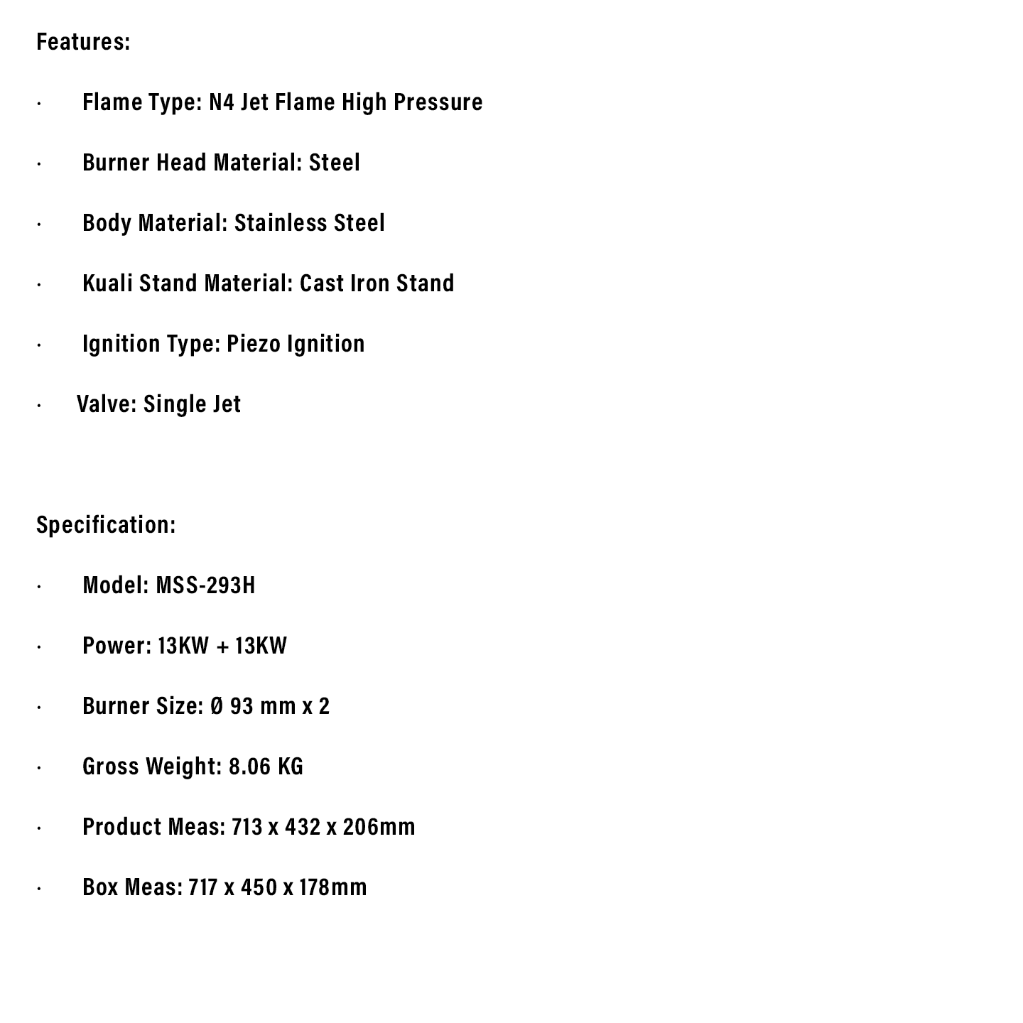 Milux 2-Burner High Pressure Gas Stove (MSS-293H)