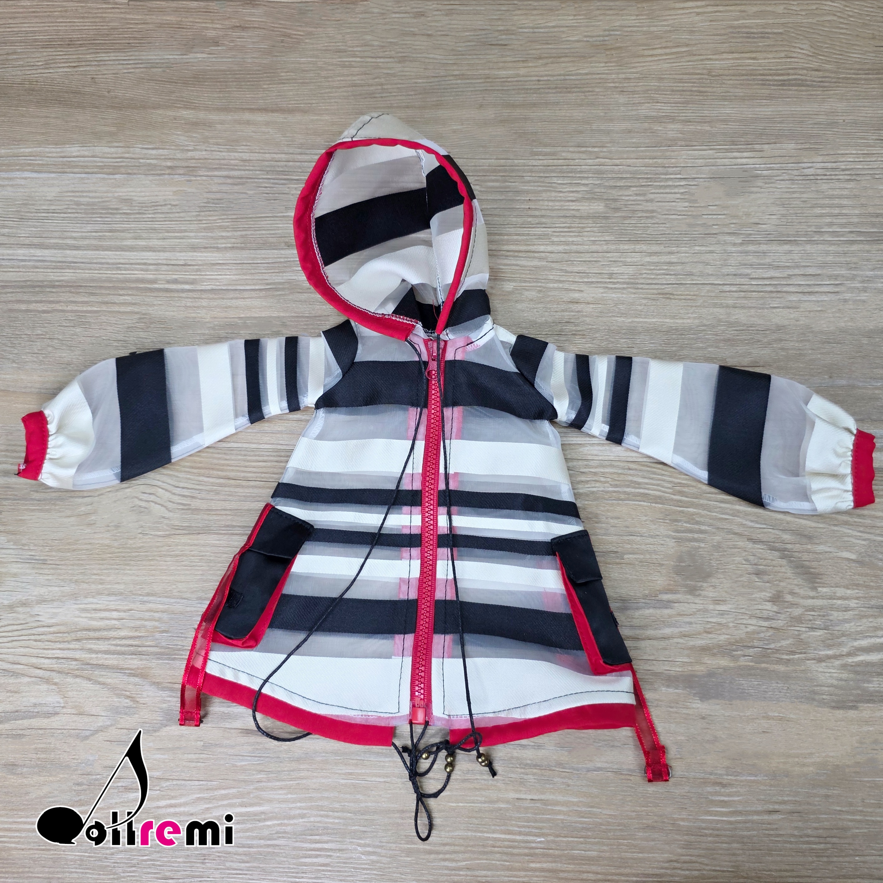 【dollremi】(DD0640)透明黑白間條外套 Sheer black and white striped jacket