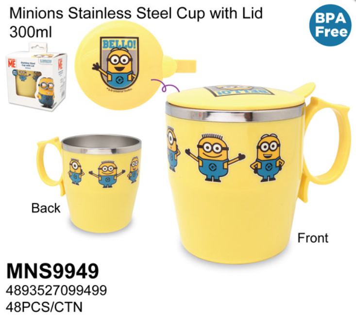 不鏽鋼杯連蓋(迷你兵團) MNS9949 (Y)