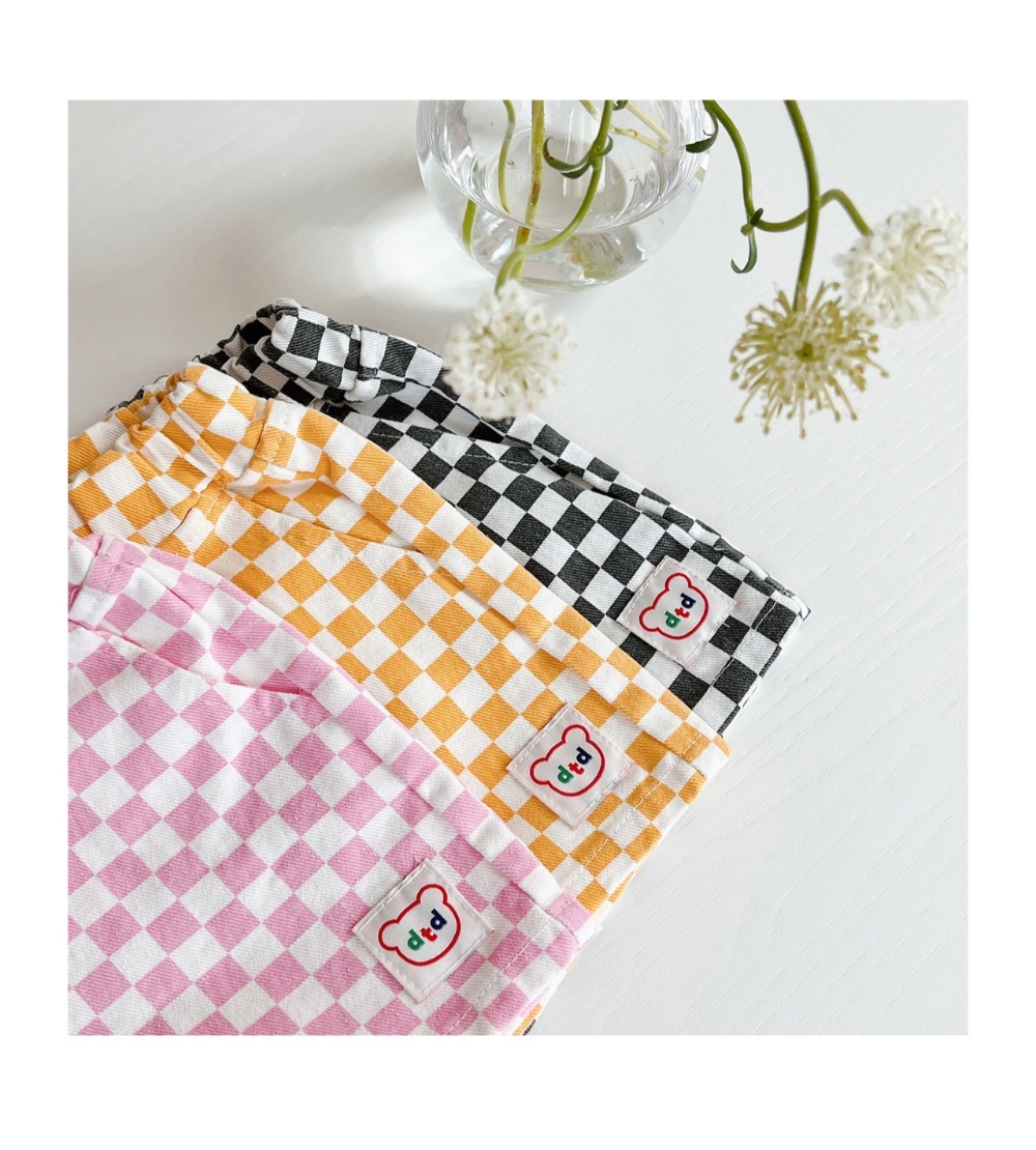dot to dot 拼色短袖T-shirt+格仔繽紛熊短褲