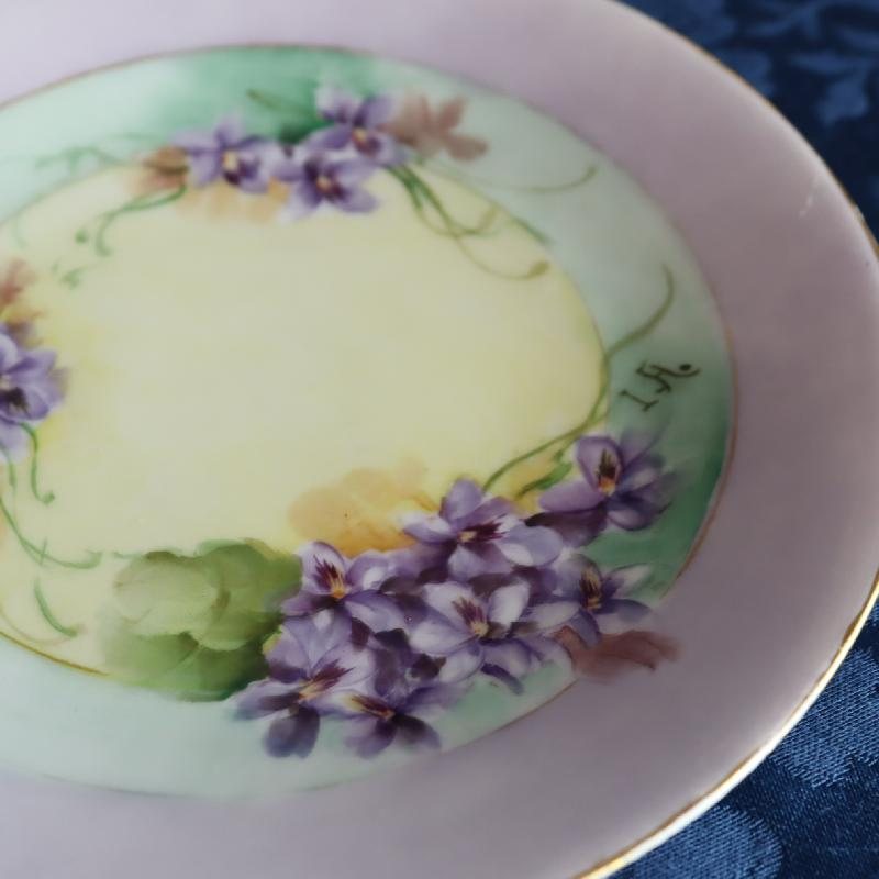 Antique/Vintage Artist Signed Hand paint Forget me Not Tea Set Trio - Possibly German Pre-1935 (MT1571)
