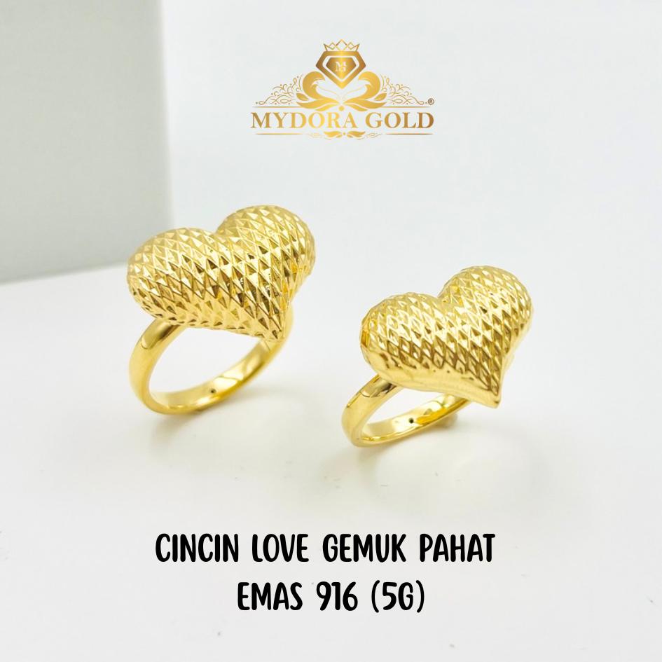 MYDORA Cincin Love Gemuk Pahat (5G) l EMAS 916/22K