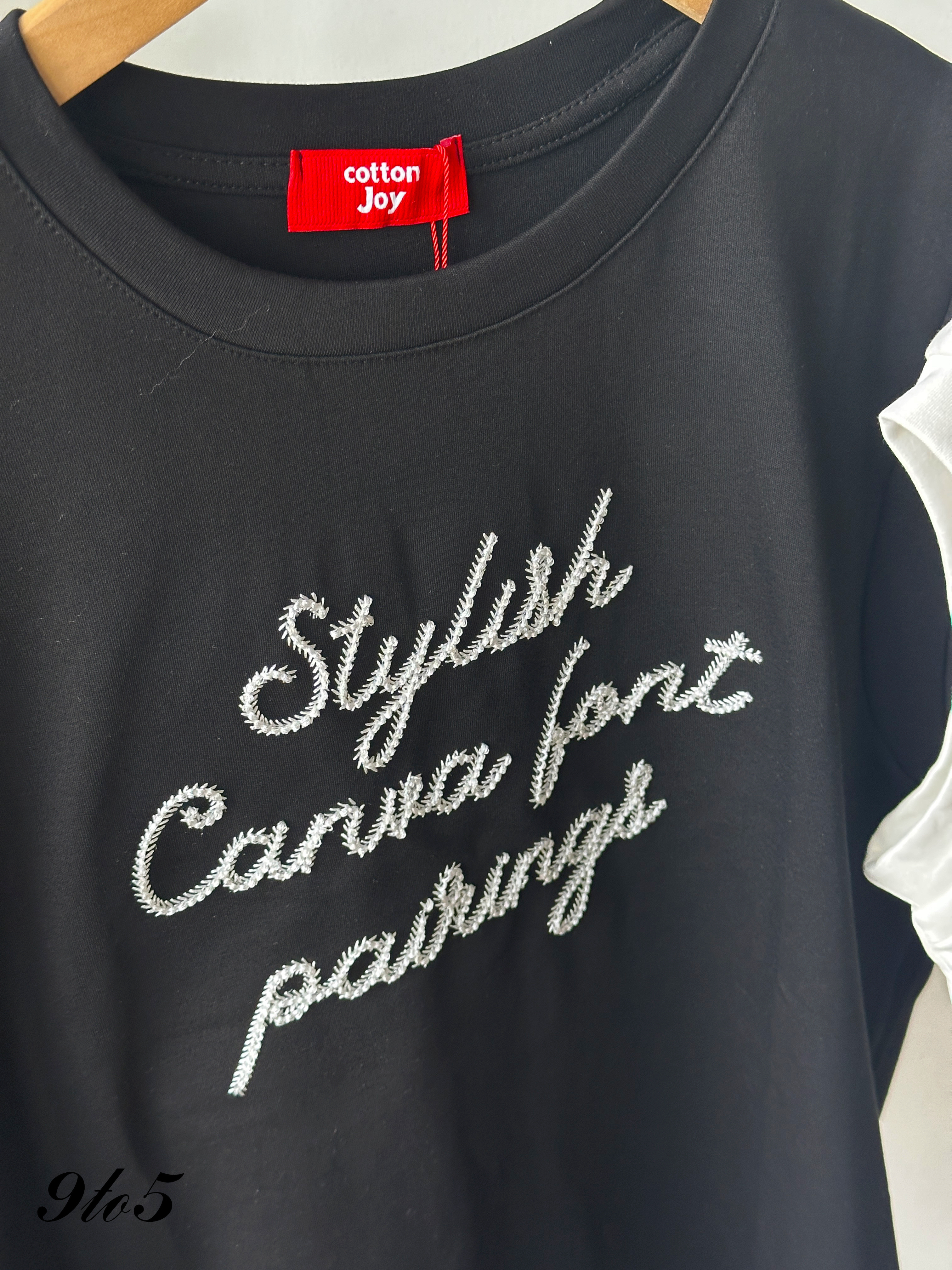 T4353 Embroidery Wording Tee - 5 Colors 