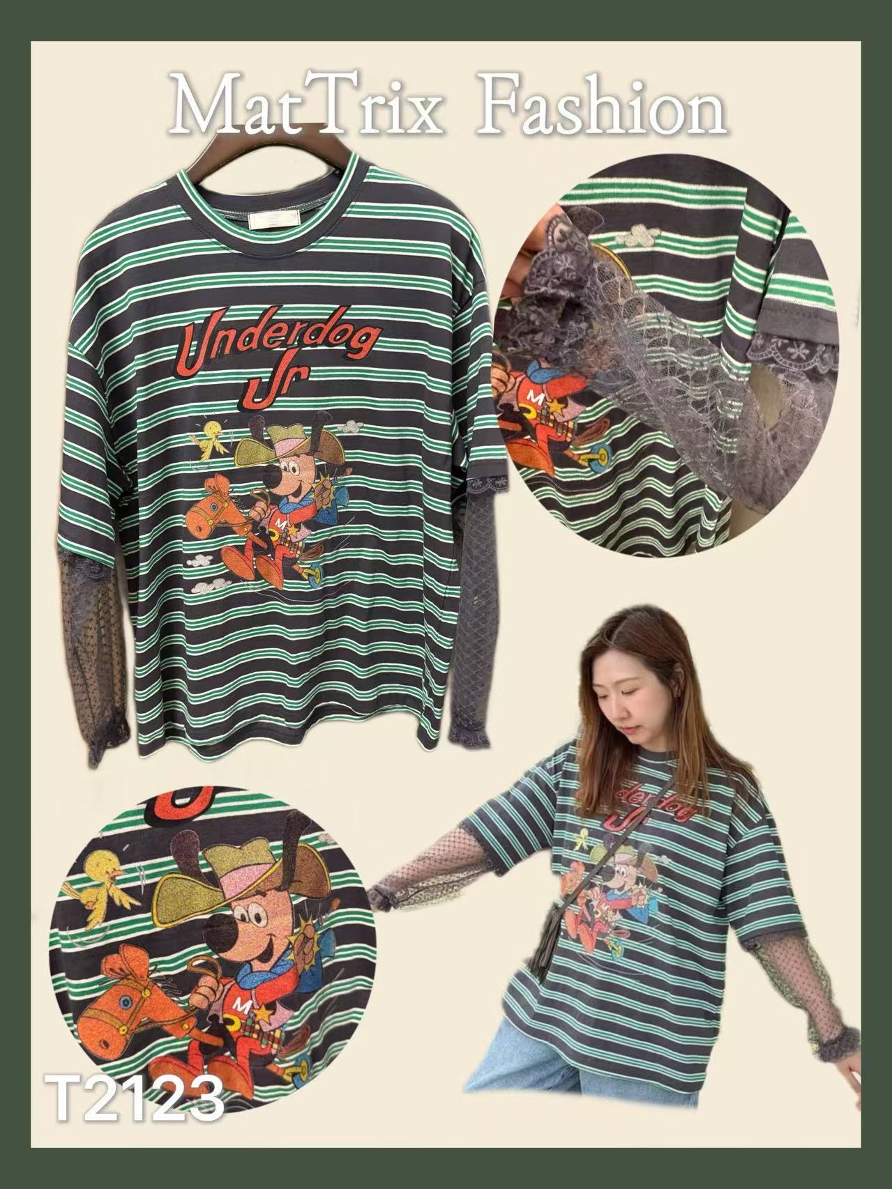 T2123 橫間網袖Tee 原價$349