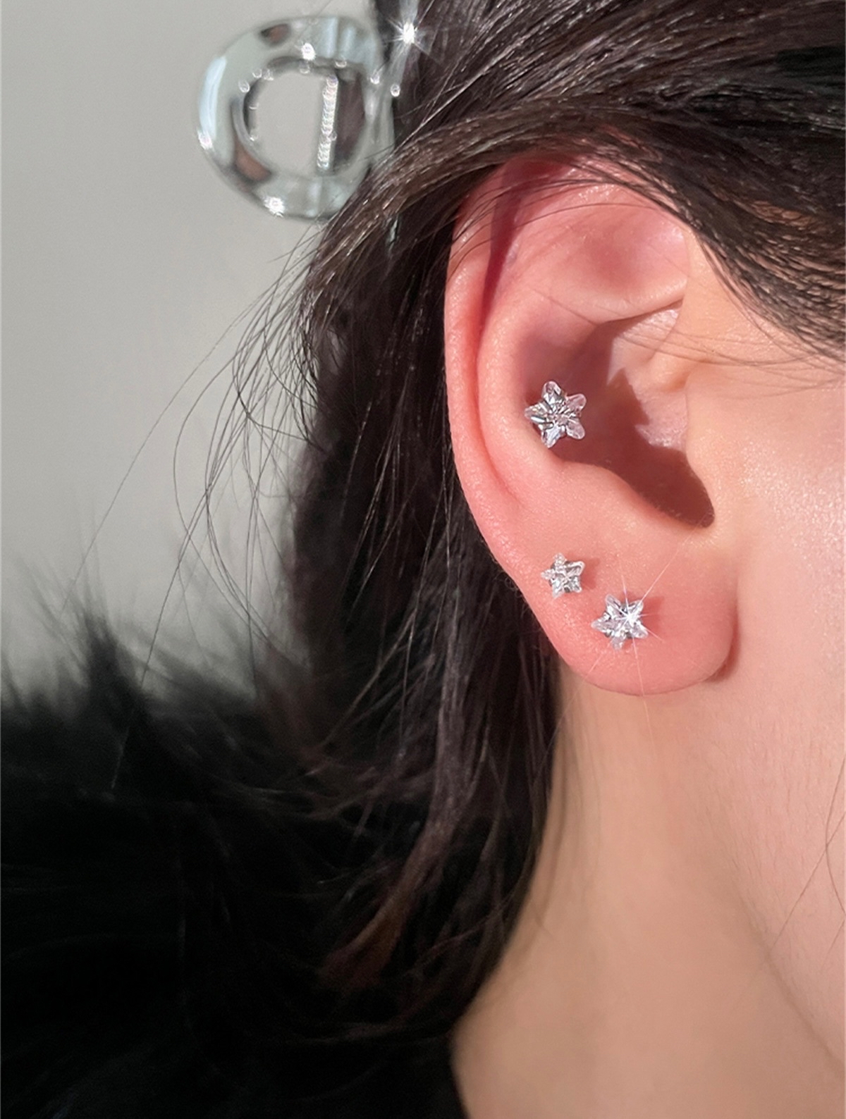 星星锆石耳钉