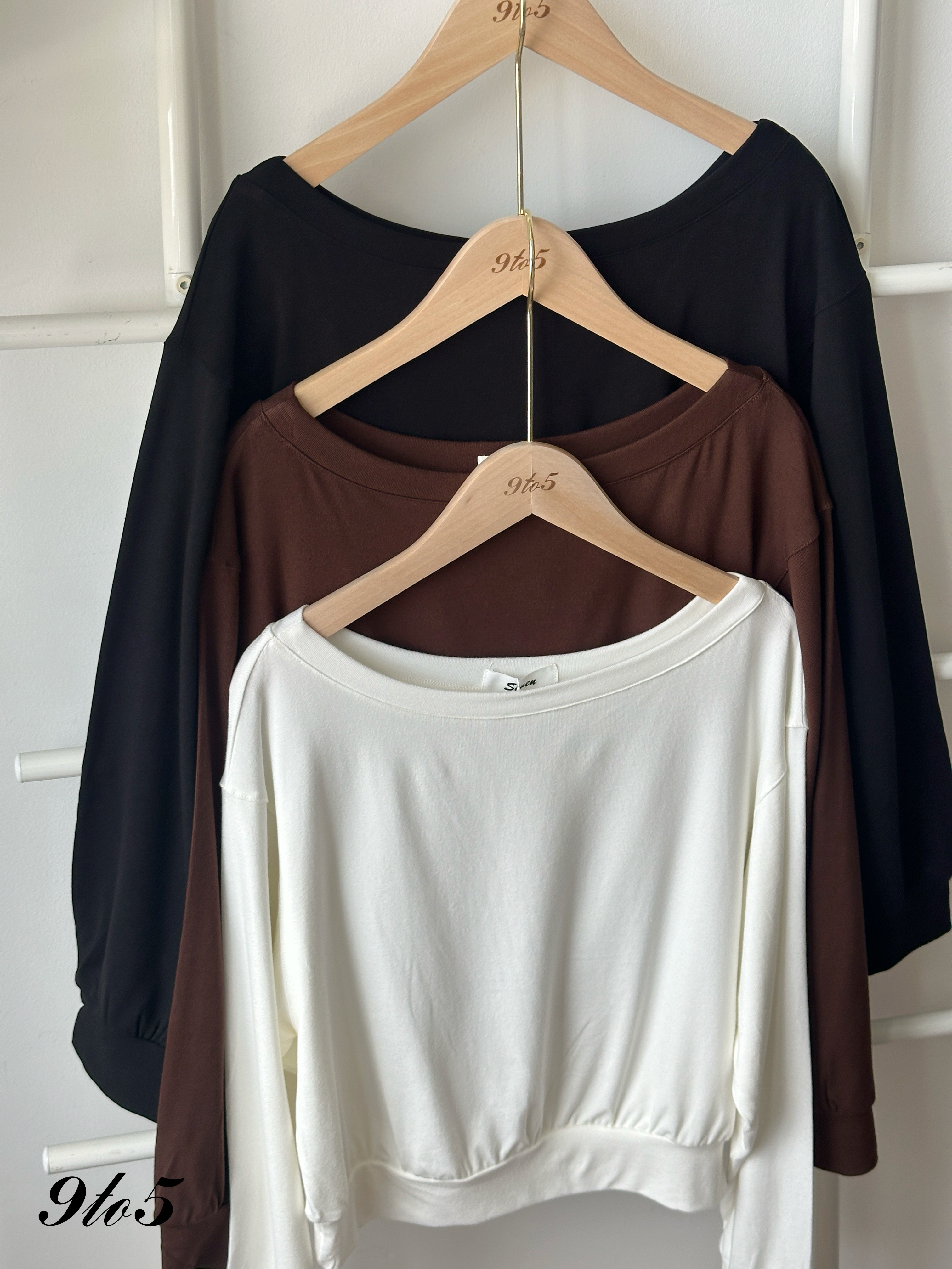 T4356 Long Sleeve Boat Neck Top - 3 Colors 