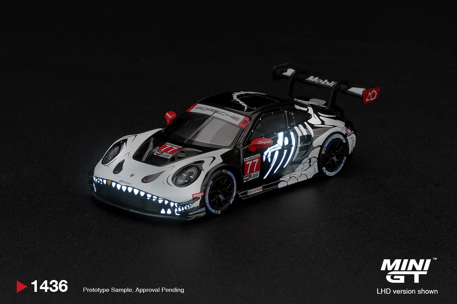 （預訂 Pre Order) Mini GT (MGT01436-L) Porsche 911 GT3 R (992) #77 AO Racing "Skeleton Rexy" 2026 IMSA Petit Le Mans