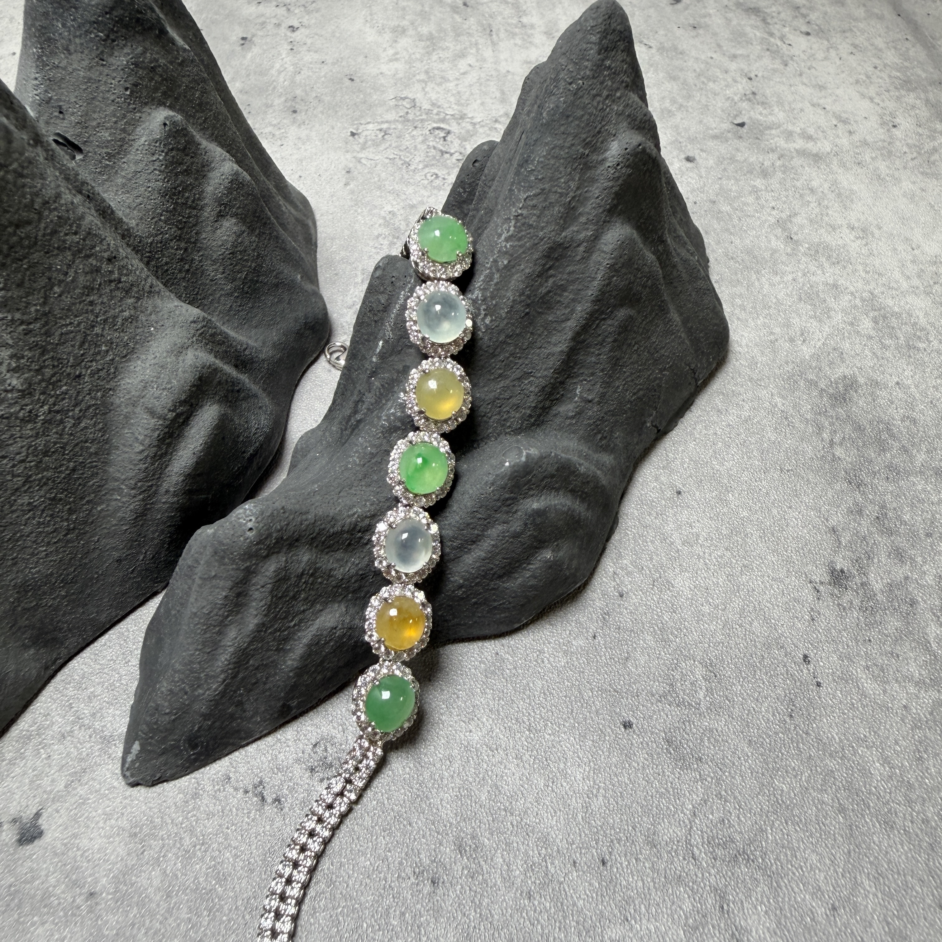 瑪卡龍甜甜多寶翡翠S925手鍊