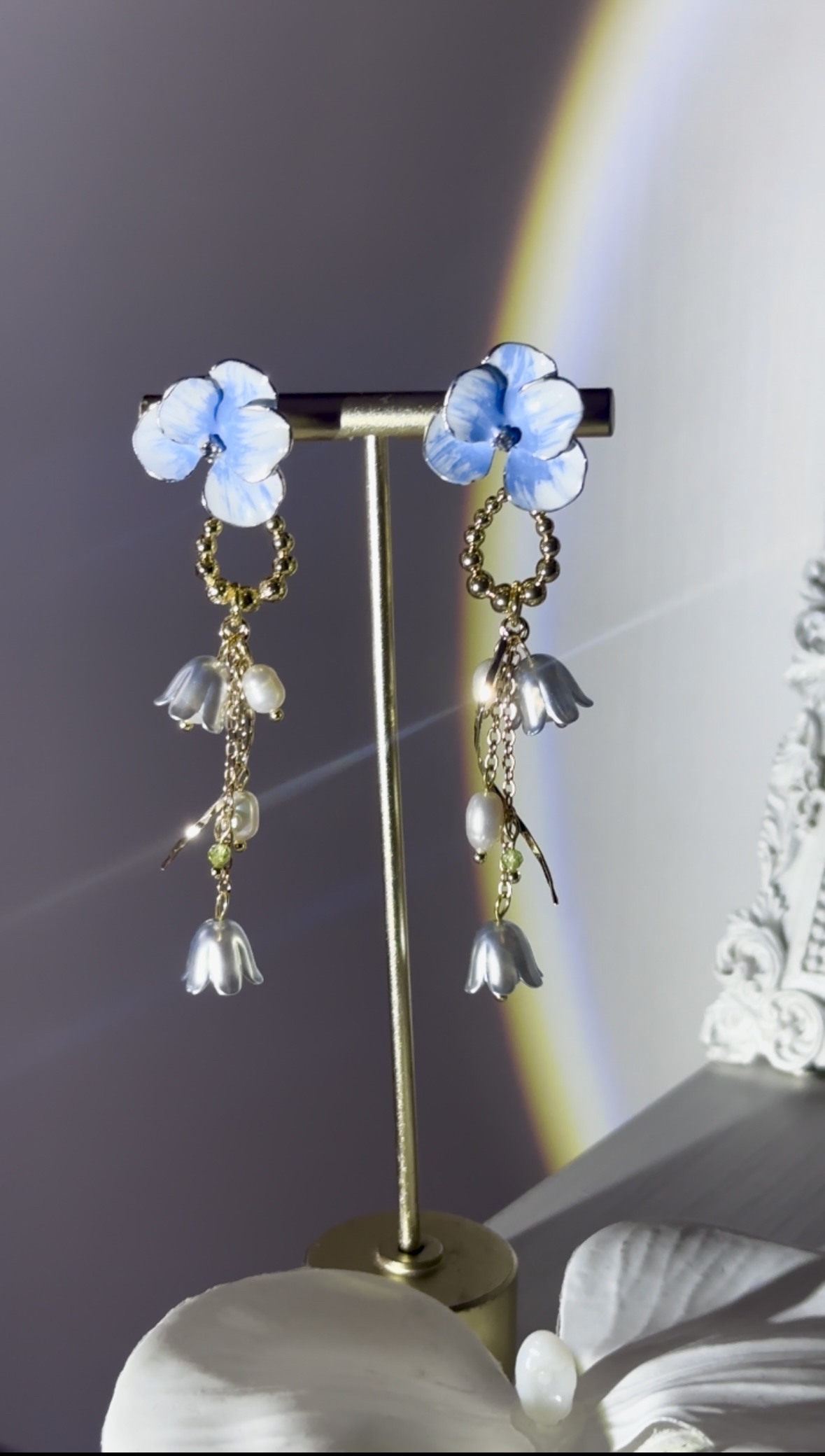 水墨藍花耳環🌟