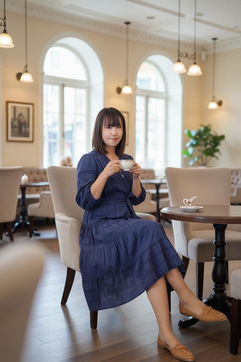 Navy Blue 4-Layer Lace Short Version OP 43" #1454