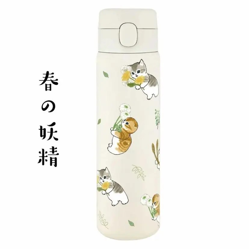現貨🌸日本直送 | mofusand貓咪One Push一鍵開關不銹鋼保冷保溫瓶[480ml]