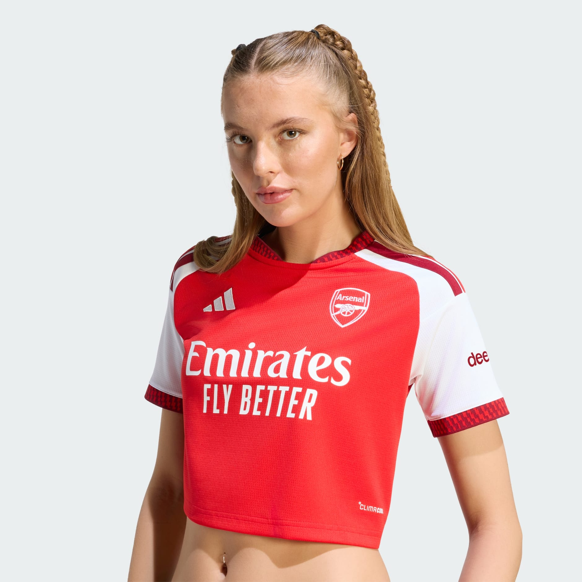 🔴⚪融合酋長球場建築美學 Adidas Arsenal 阿仙奴 2026-27 女裝短版主場球迷版球衣 (可加印字章) KB5586