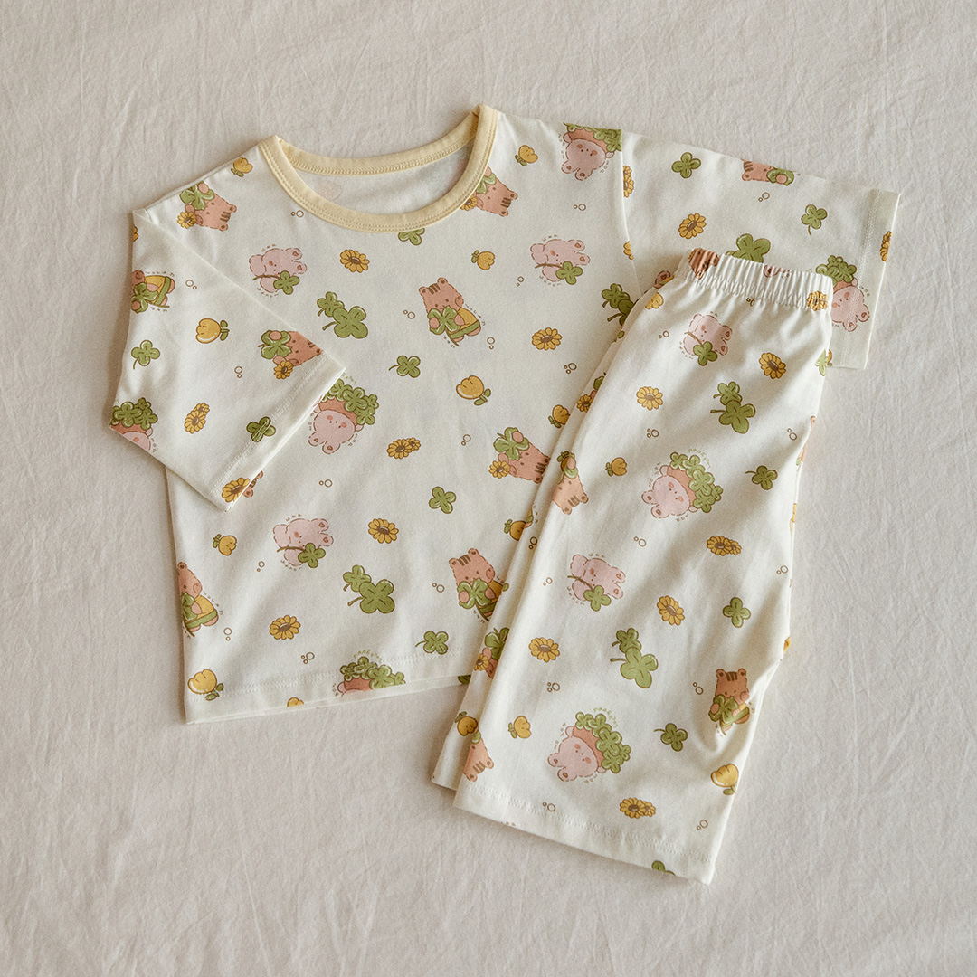 26S/S DTD夏日花草派對系列-莫代爾彈力7分袖上下套裝