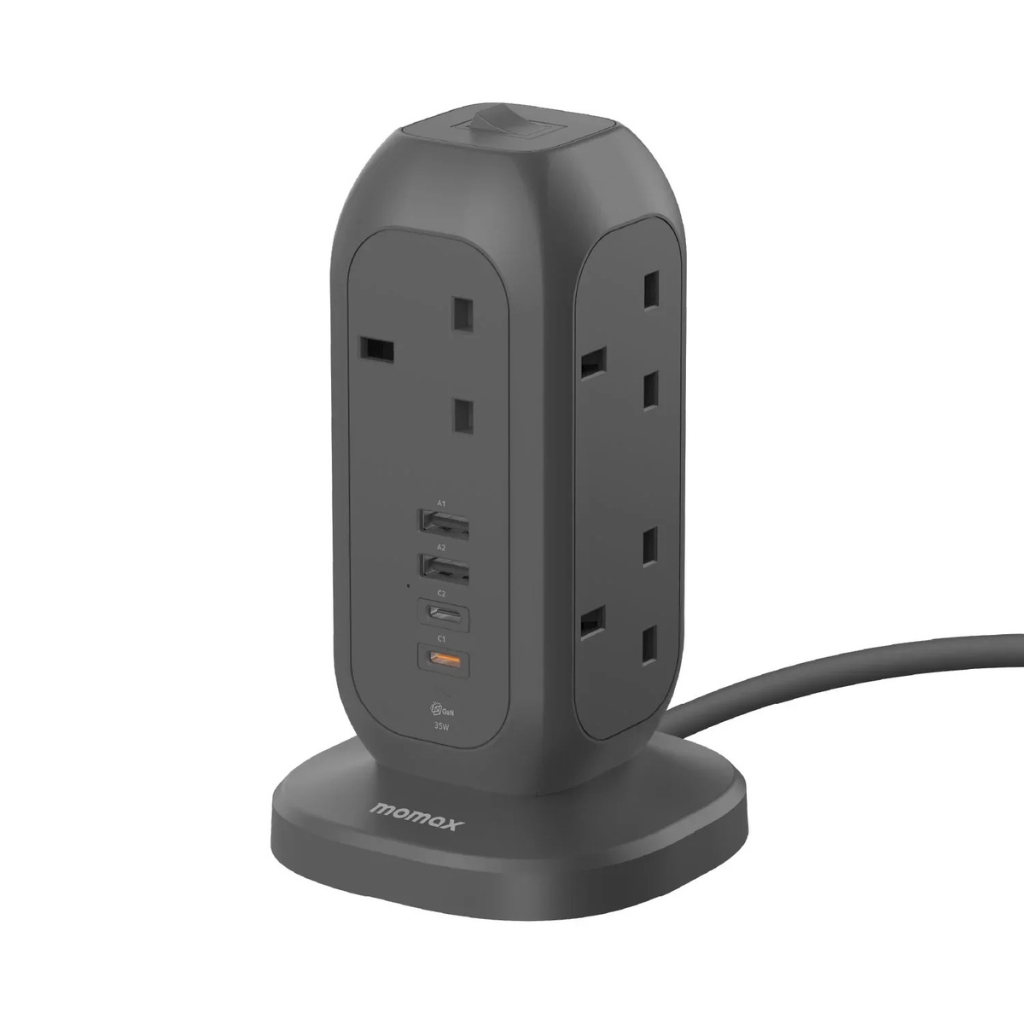 MOMAX 1‑Plug PD35W 7位拖板 US18A｜PD 快充・7 插位・過載保護・家居/辦公必備拖板｜香港行貨