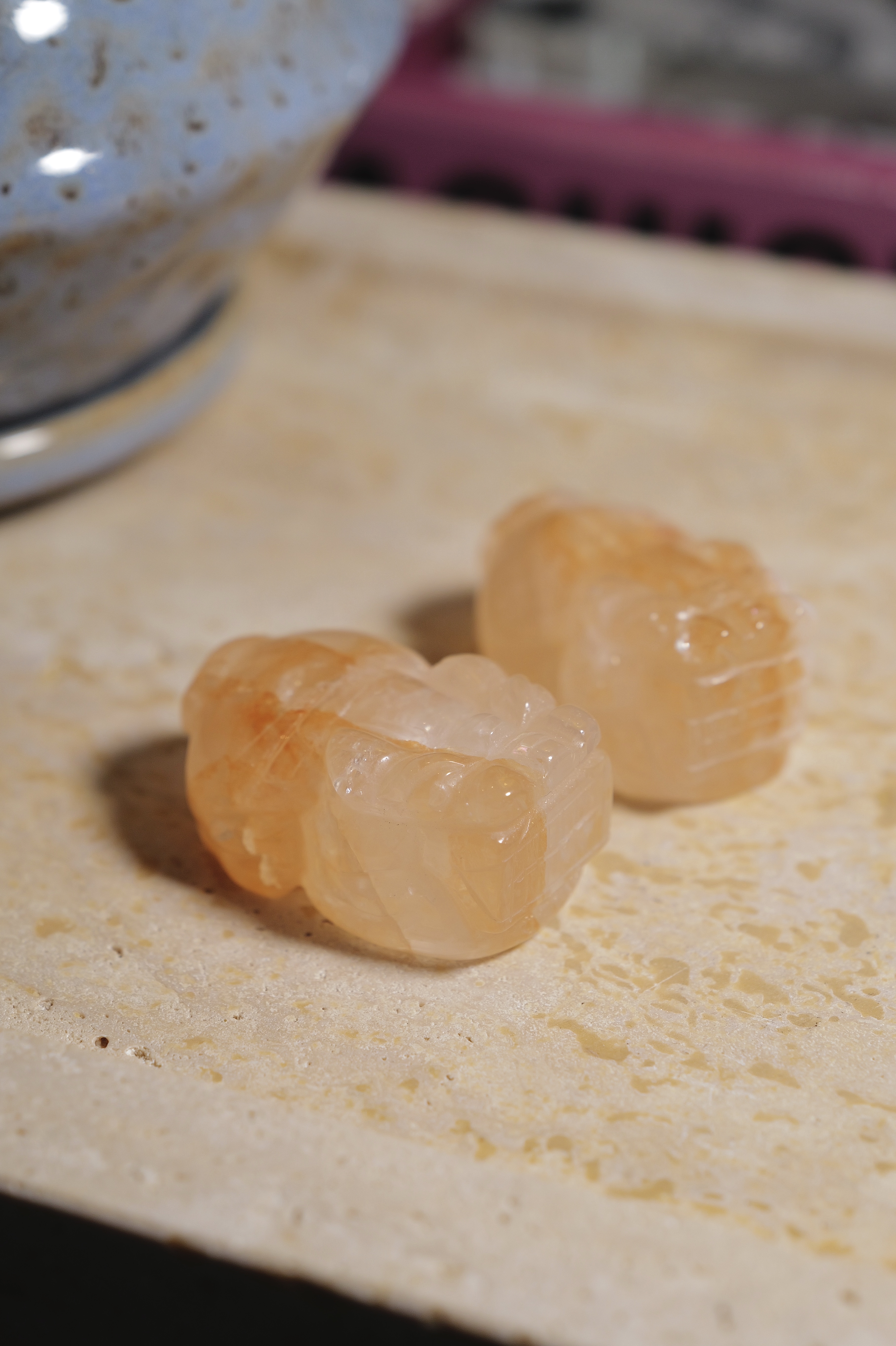 ༒4.4cm+黃膠花金錢貔貅擺件一對༒ PU.10A2CJ2Z88-RA18*A06