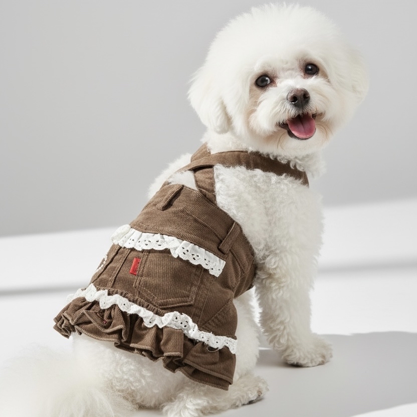 S277BN Mavis Skirt 白花邊燈芯絨半截裙