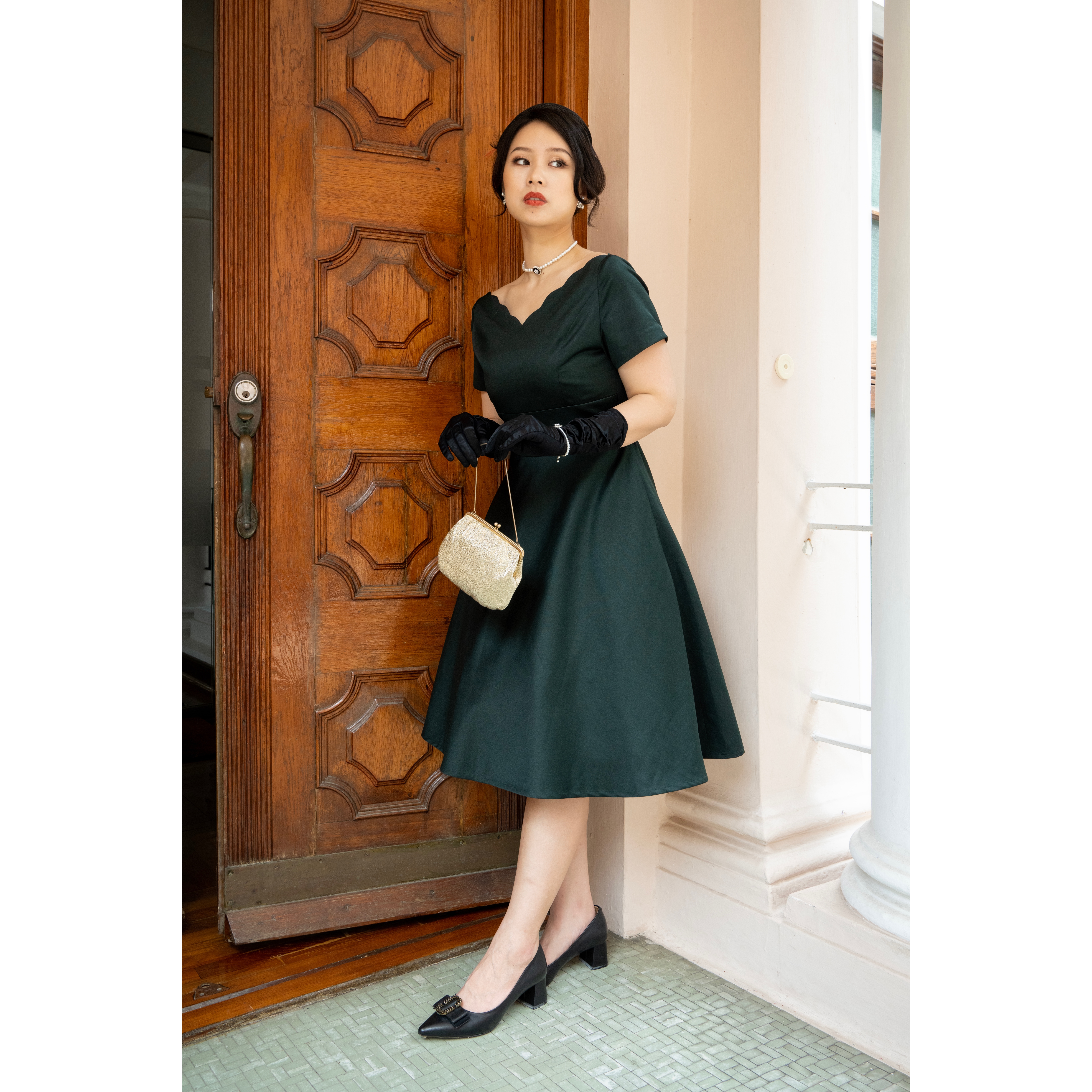 (Ready/Custom-Made) Heirloom Series Scallop Edge Swing Cocktail Dress - Green (FM170)