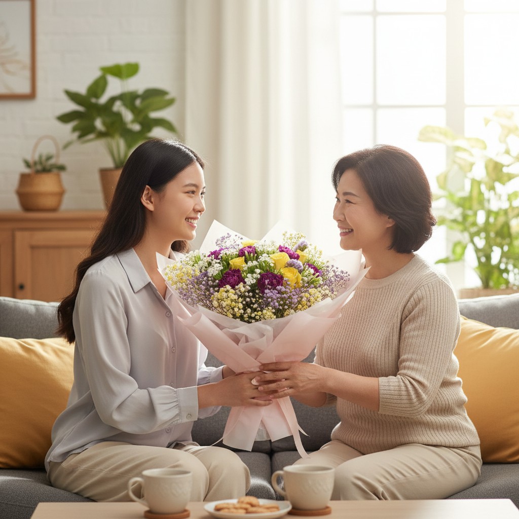 👉🏻鮮👈🏻紫色康乃馨丨黃玫瑰 6x6丨母親節大花束