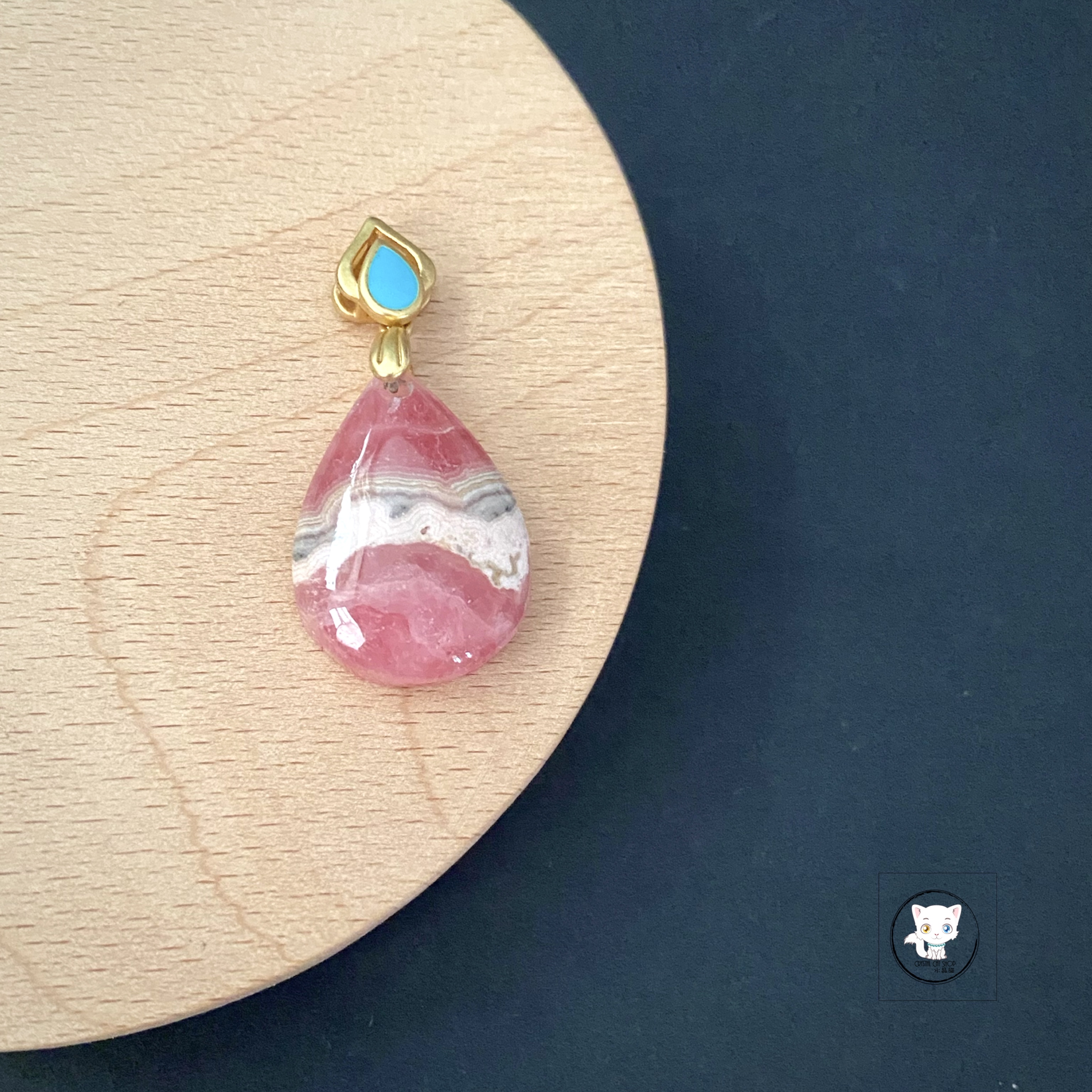 天然紅紋石愛心吊墜 24mm