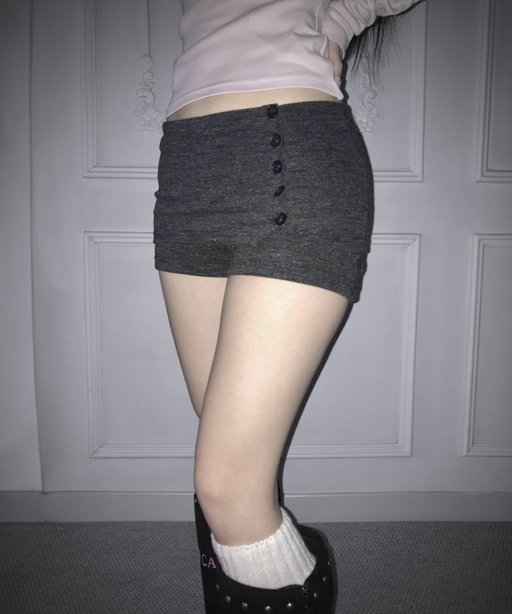 Rib Knit Side Button Shorts
