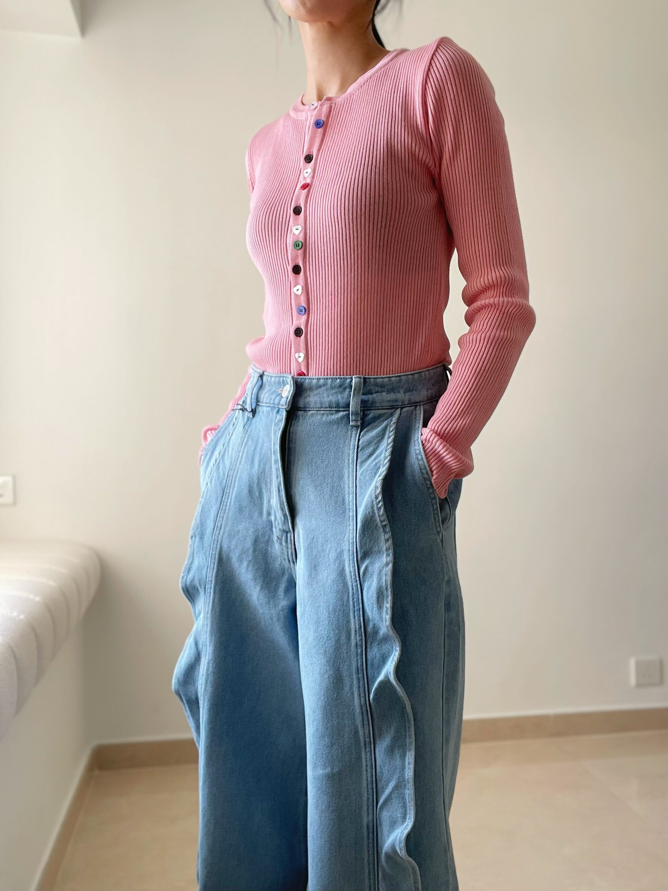 Rainbow buttons cardi/top