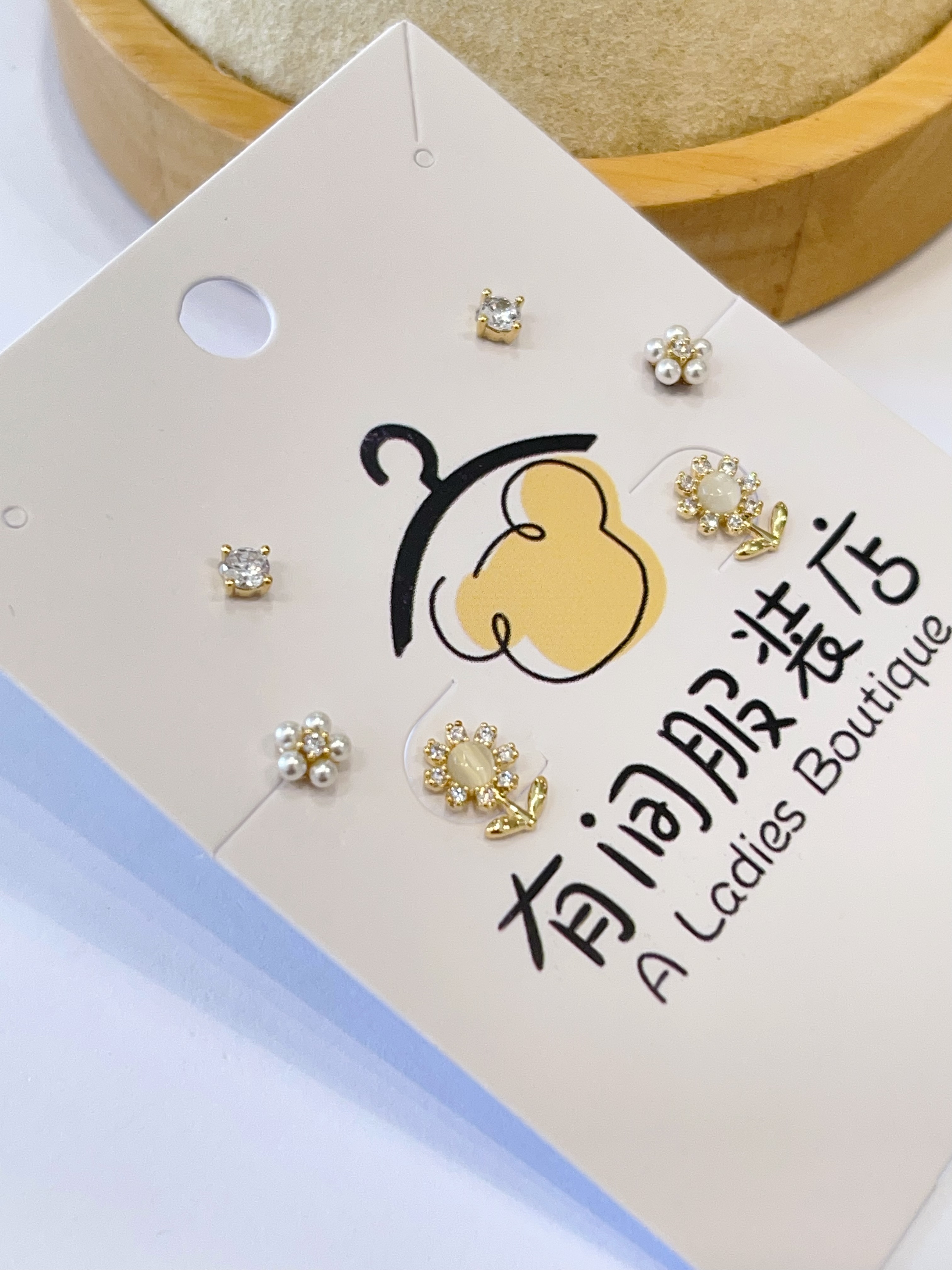 向日葵猫眼石耳环套装