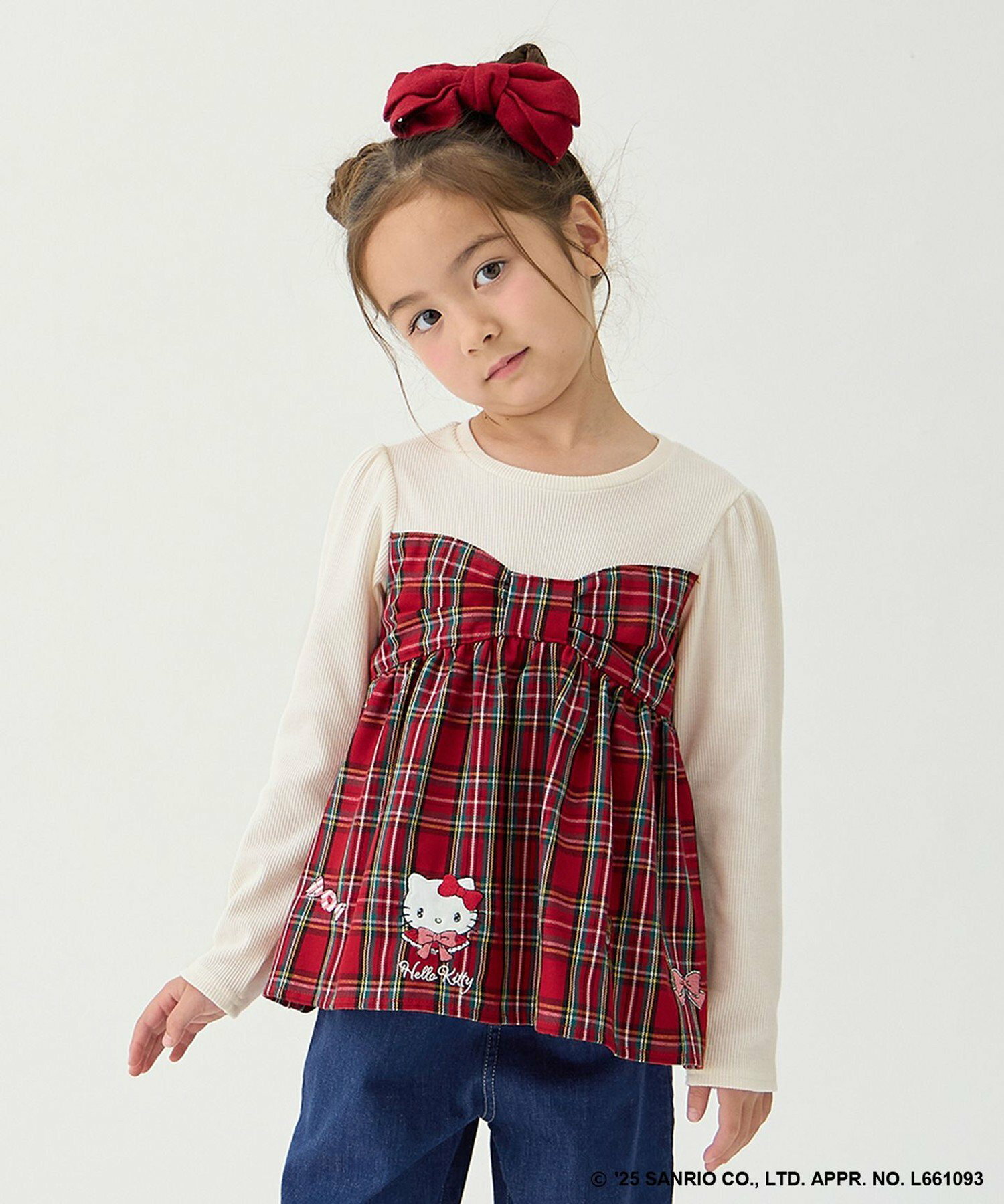 🆕【⭐訂購⭐】🇵日本直送 🌀 #Kitty 經典格紋 抹胸蝴蝶結 上衣🌀 [ELBA-0091][260220]