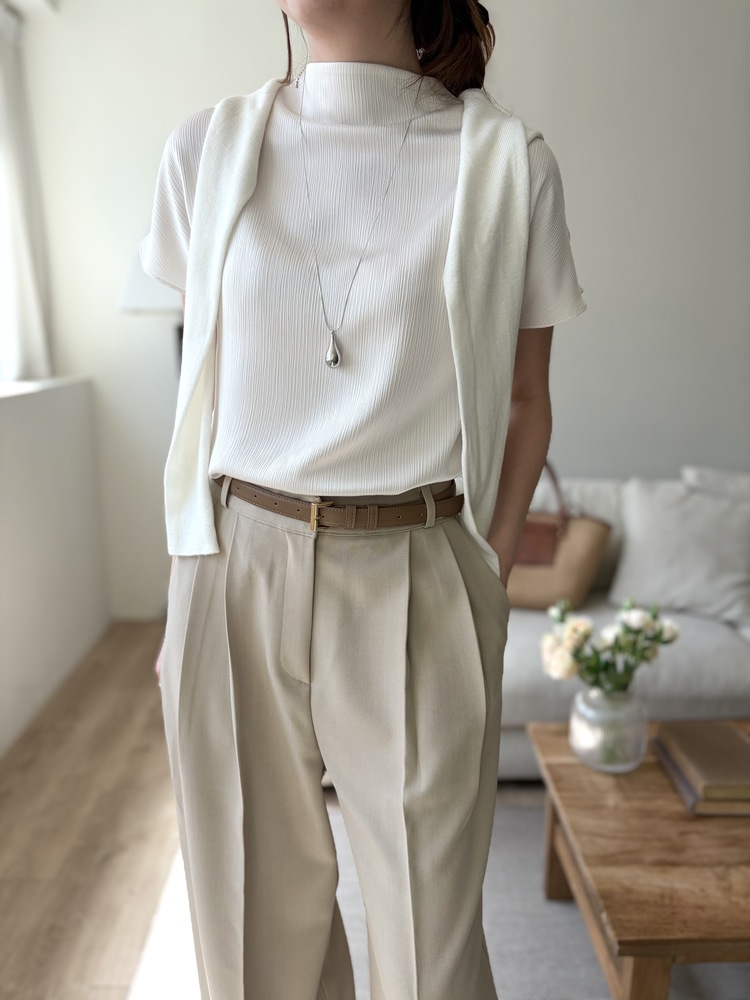 Timeless Pleated Flow Pants (Beige)