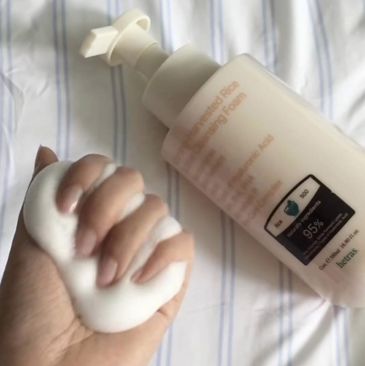 Hetras 晨曦米糠潔面泡沫 (Morning Harvested Rice Bubble Cleansing Foam) 的 Mega Size (500ml) 