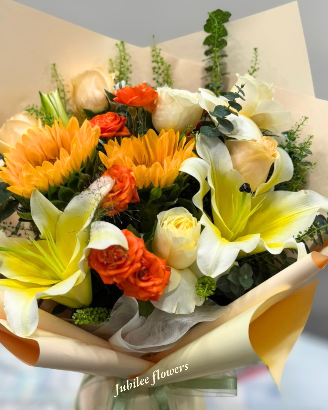 🌻向日葵 · 百合 · 玫瑰混搭花束