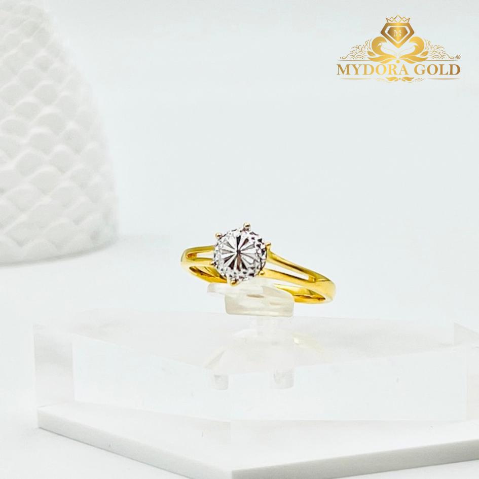 MYDORA Cincin Duo-Line Diamond Gold (5G) l EMAS 916/22K