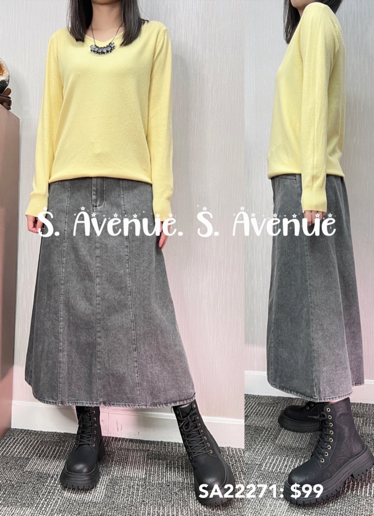 SA22271: 長袖V領淨色線冷top