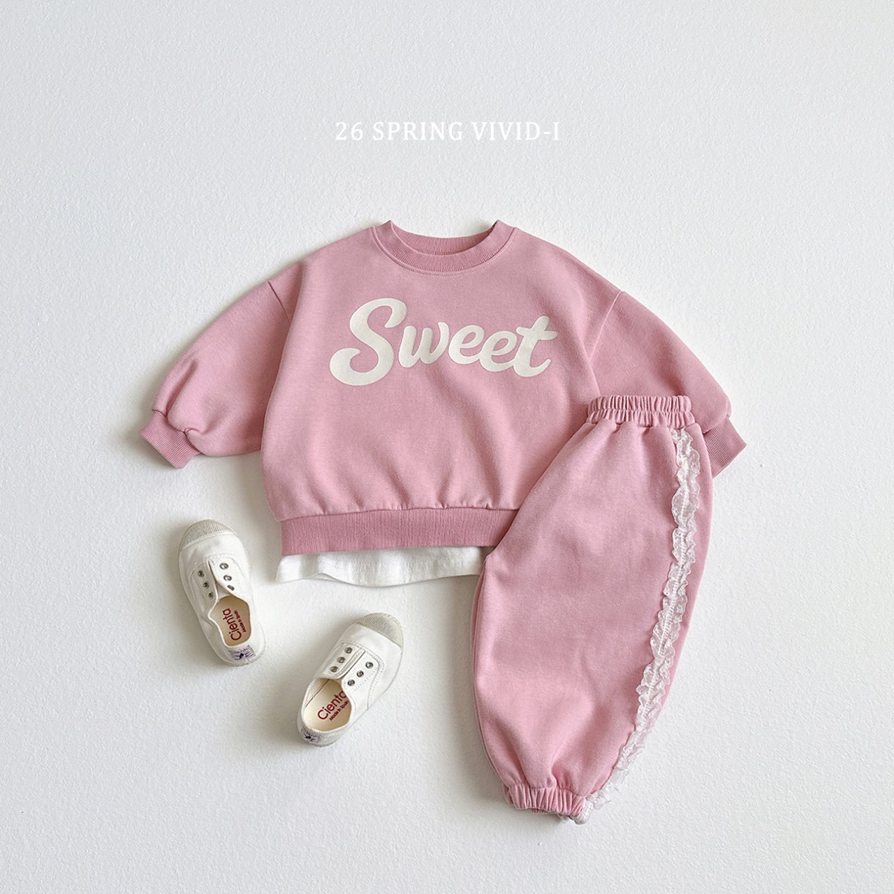 🌸預訂 韓國直送🌸🇰🇷VIVIDI四色甜美奶油印花寬鬆衛衣