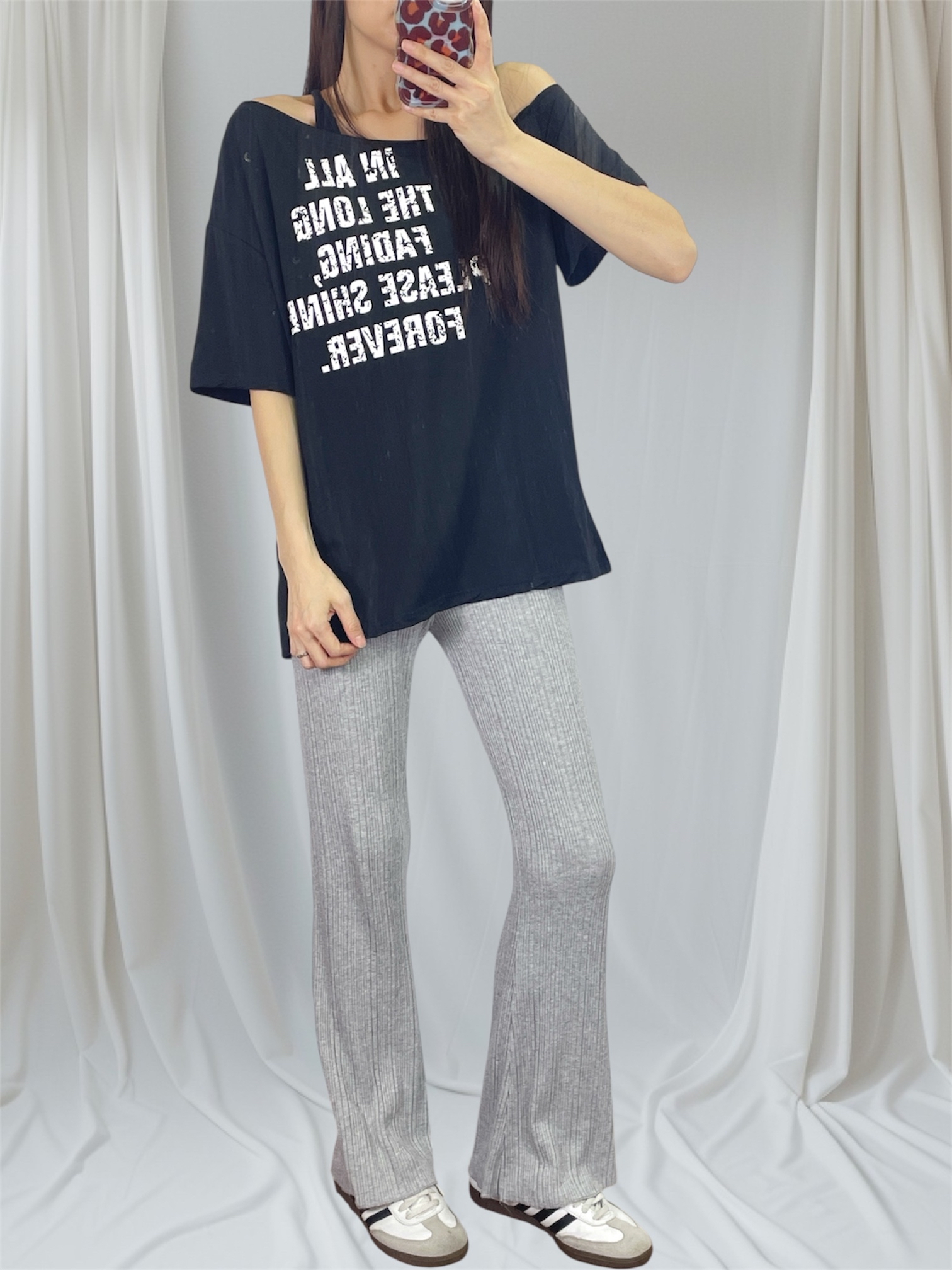 K5556 棉料印字斜膊tee