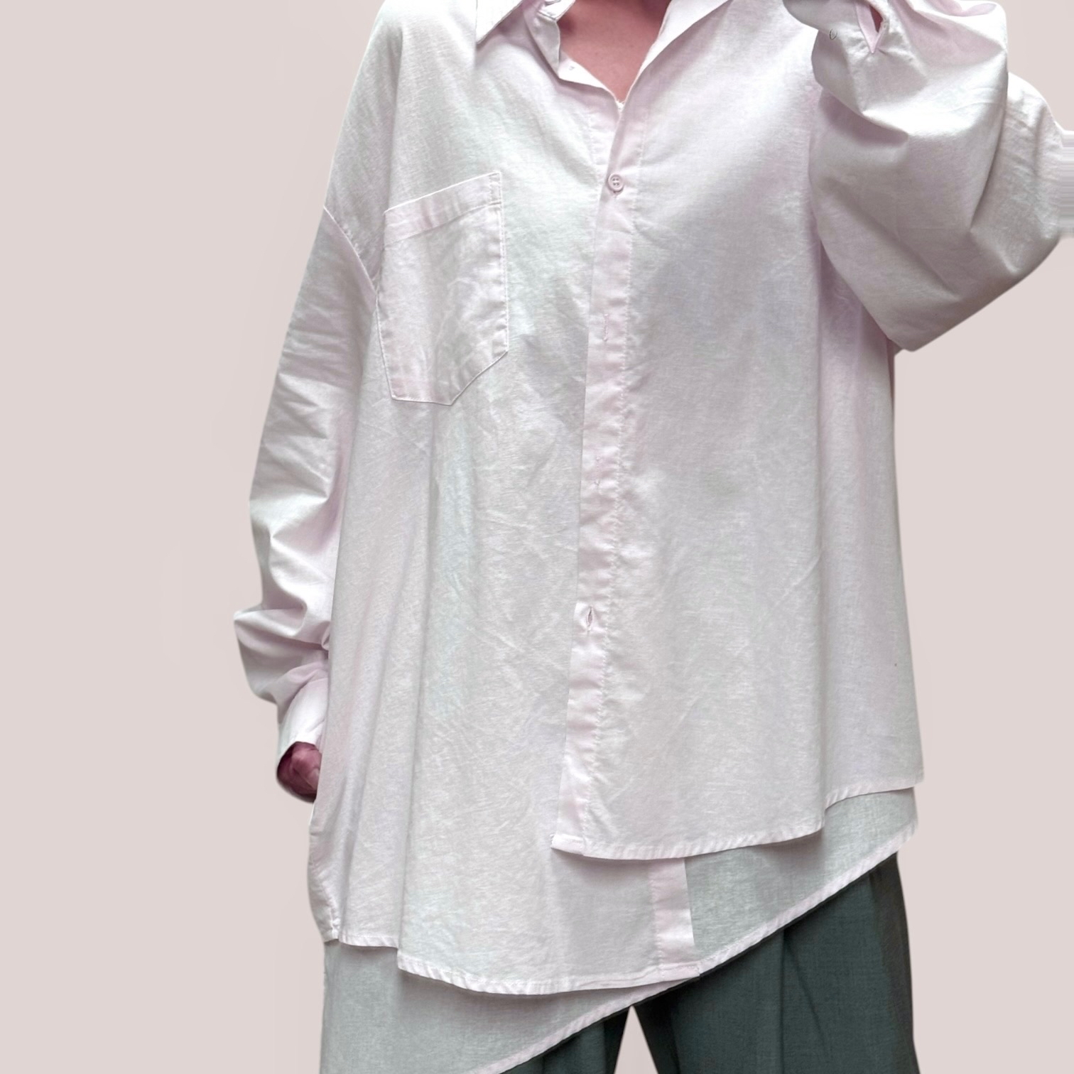 221044 麻料闊長恤