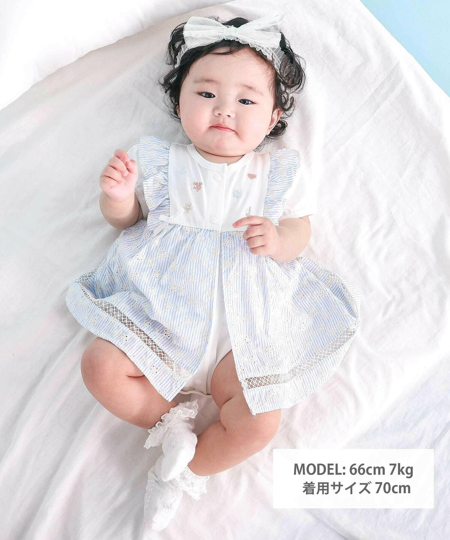 🇯🇵預訂 日本直送🇯🇵Slap Slip Baby兩色海洋風刺繡荷葉邊吊帶短袖包屁裙