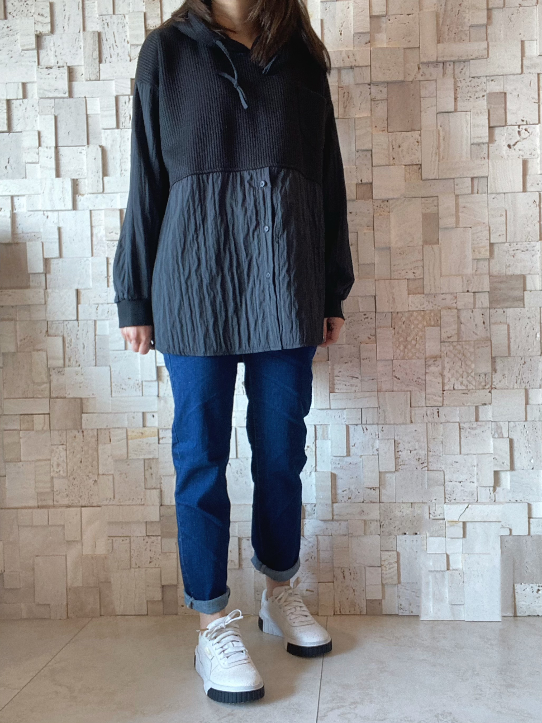 #2060 線棉拼皺布Top