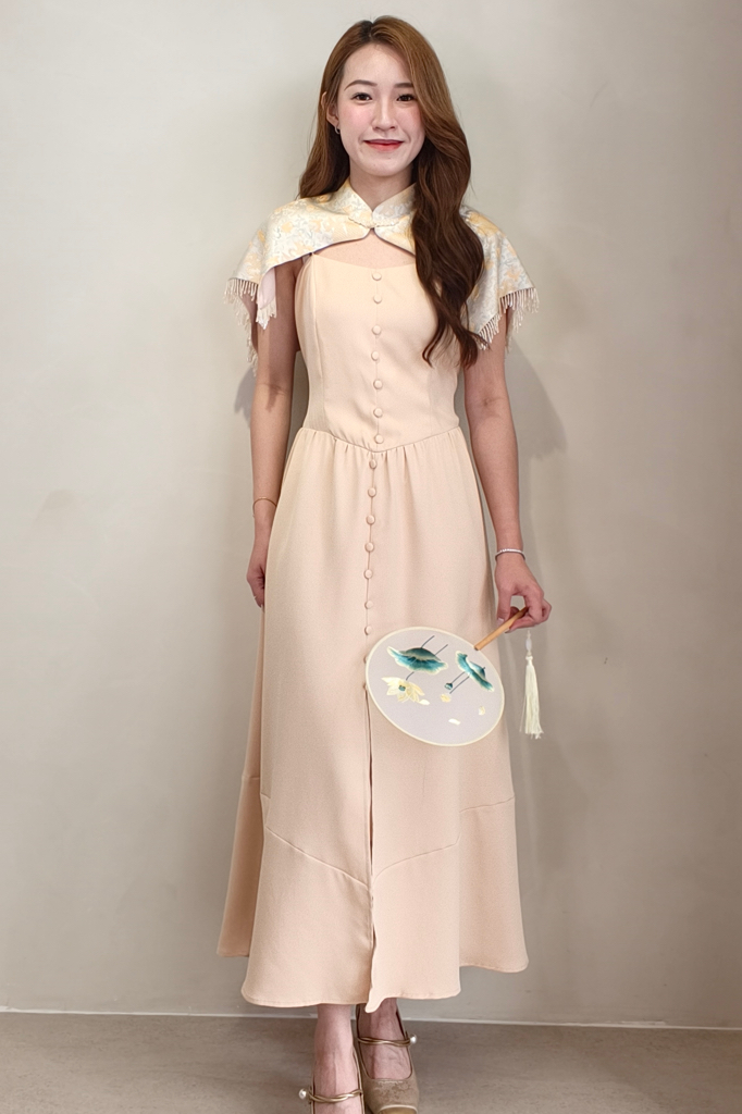 MF2025-22 Mandarin Cape Midi Dress
