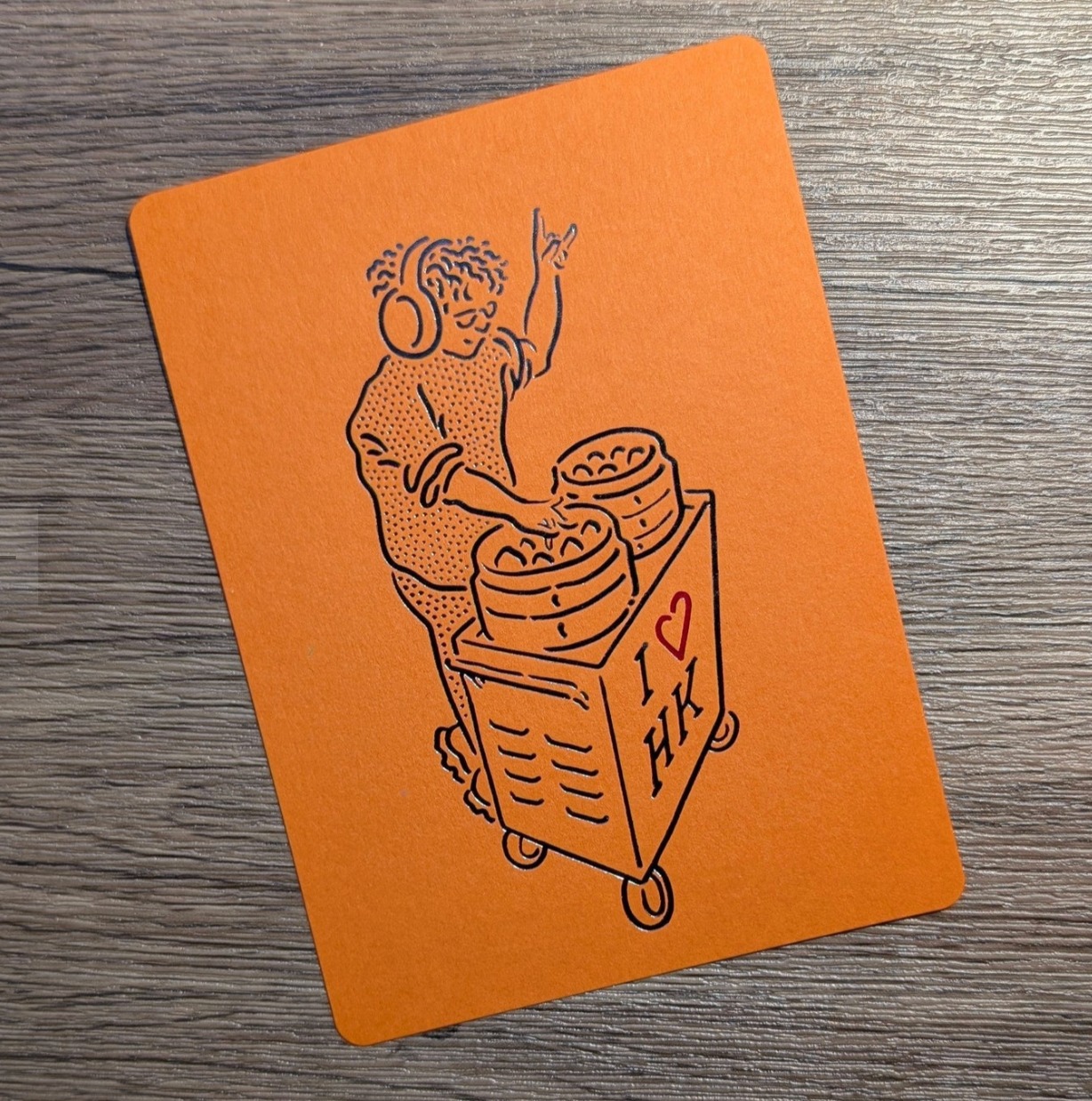Michal Bačak - DJ dim sum hot foil postcard