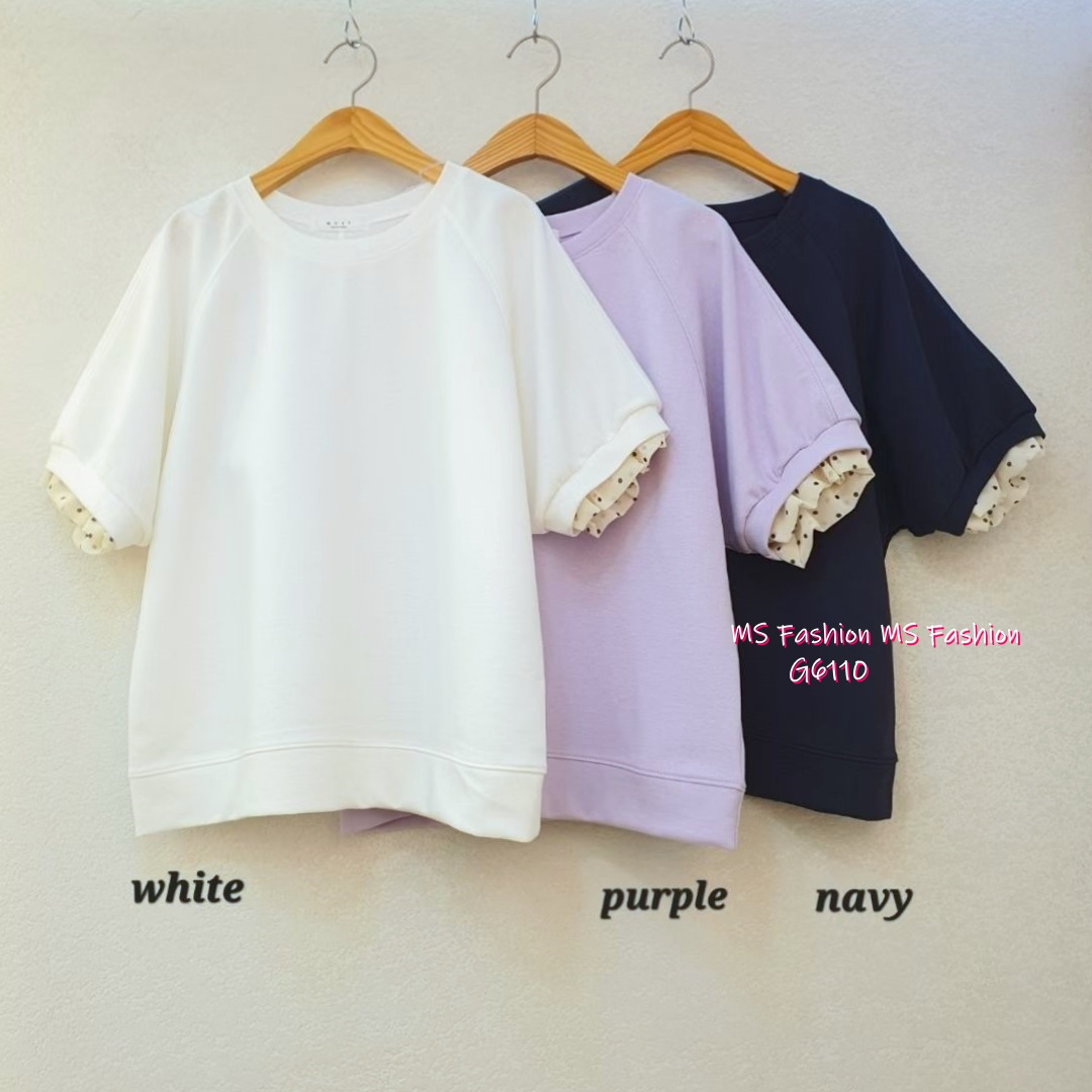 G6110 韓國🇰🇷拼波點ruffle袖top